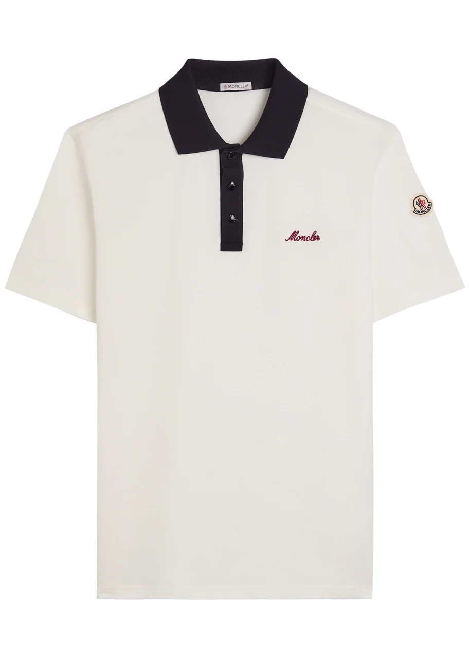 Moncler Logo-embroidered Piqué Cotton Polo Shirt - 1