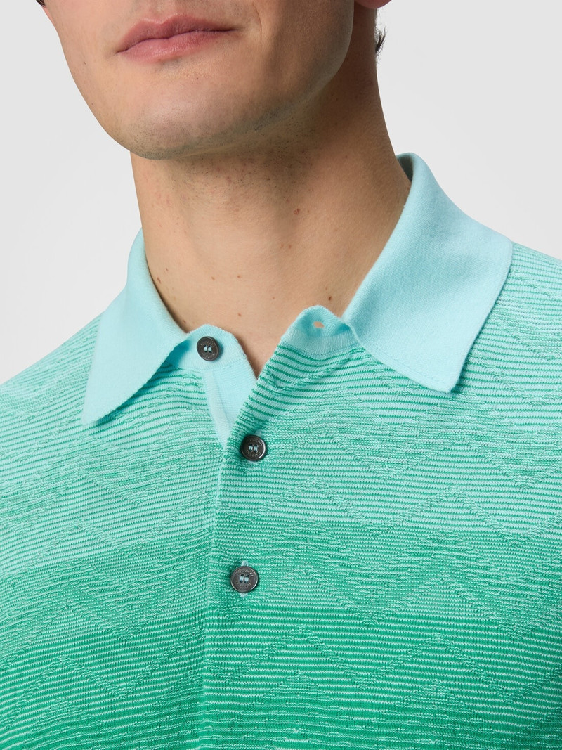 Long-sleeved polo shirt in dégradé chevron cotton 5