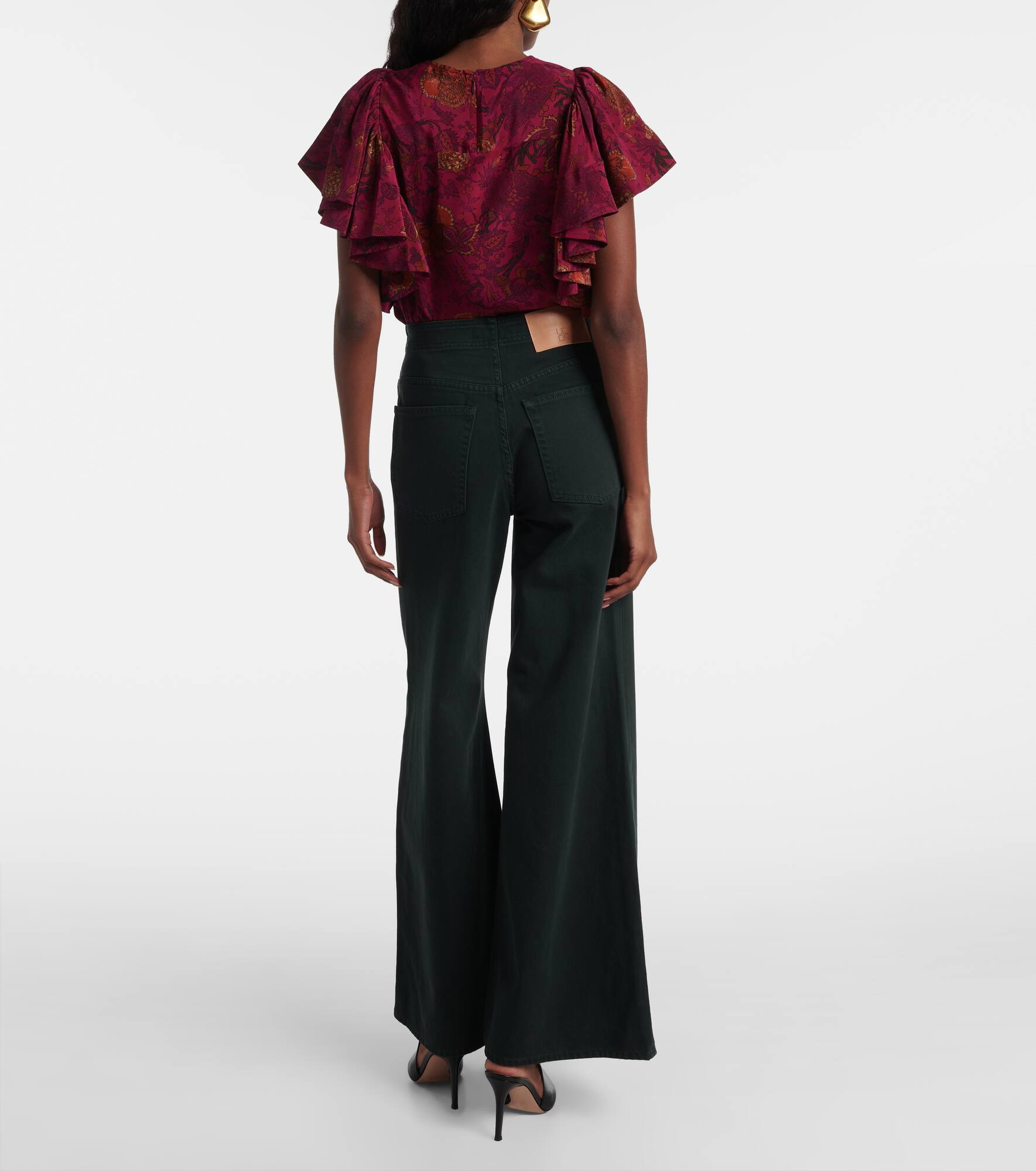 Bianca high-rise cotton wide-leg pants - 3