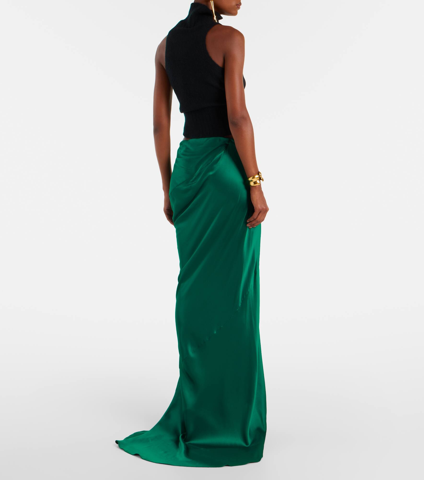 Asymmetric silk satin maxi skirt - 3