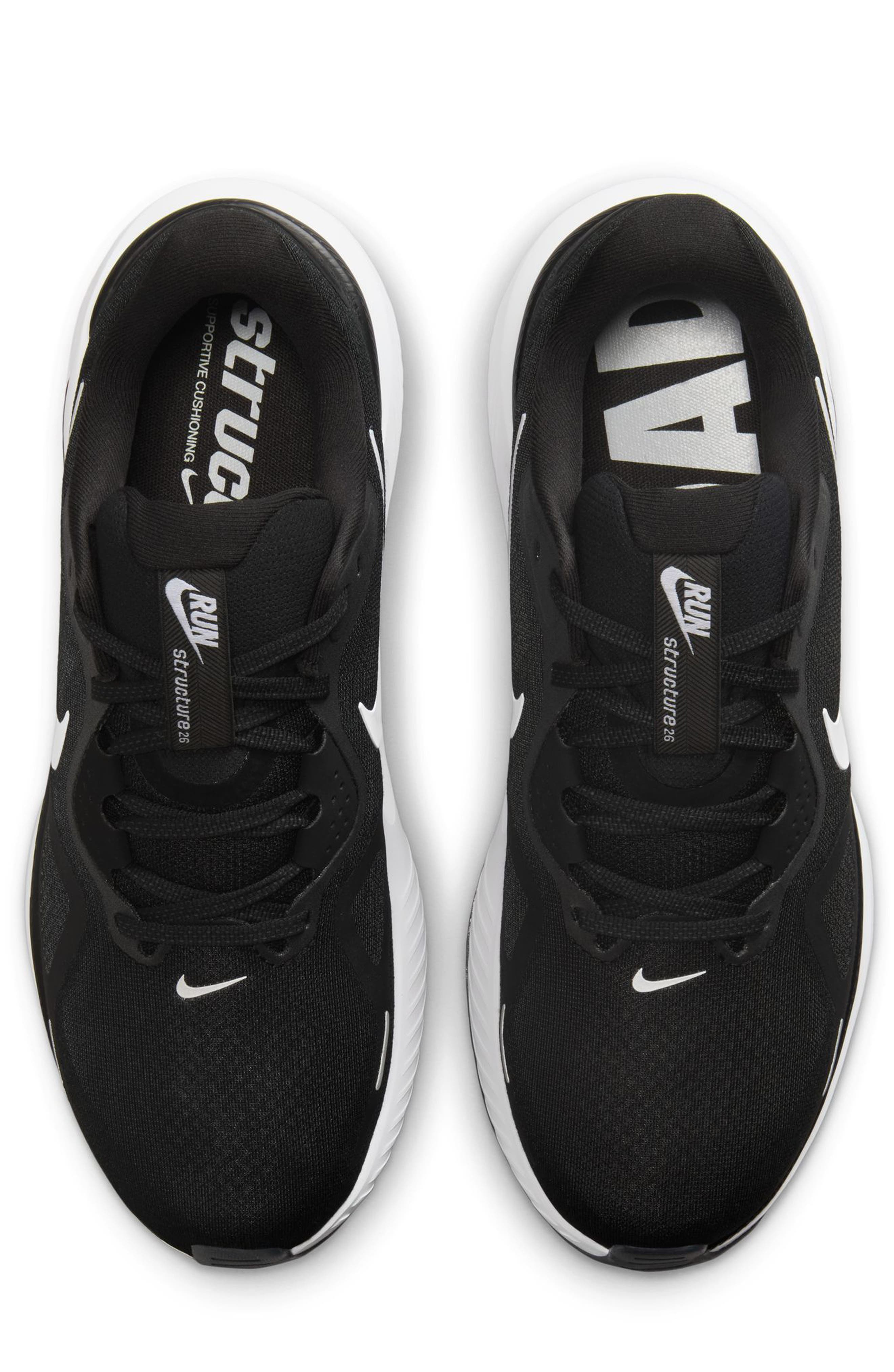 Nike Structure 26 Running Shoe in 002 Black/white at Nordstrom - 3