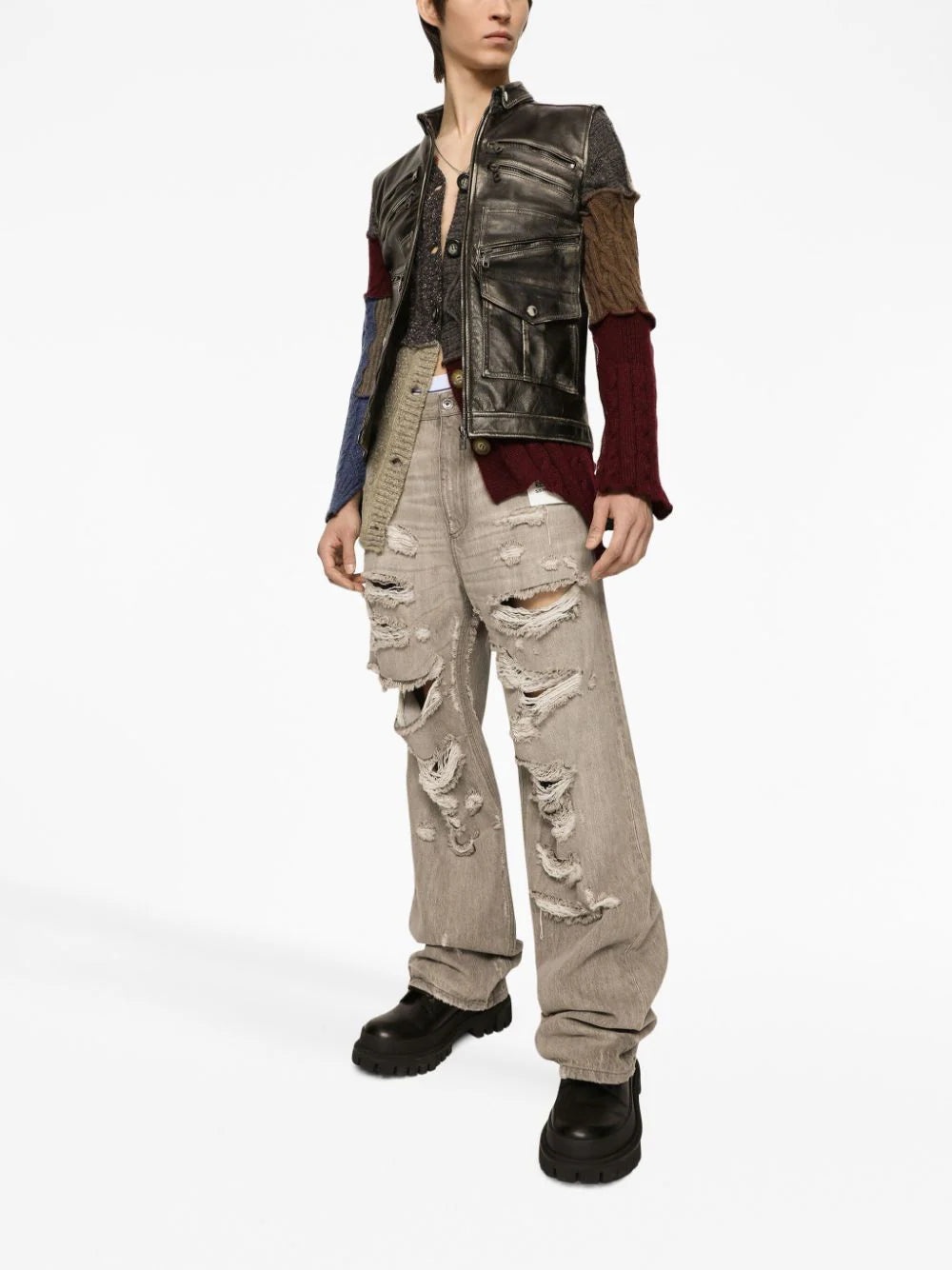 DISTRESSED STRAIGHT-LEG JEANS - 2