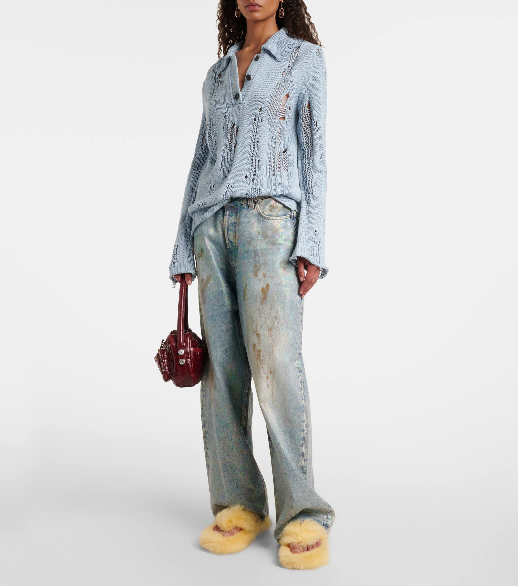 Shearling thong sandals - 3