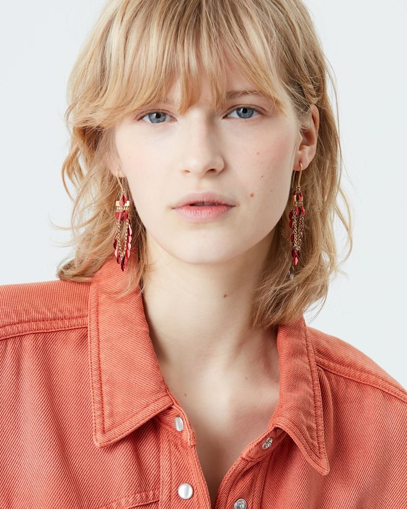 COLOR SHINY LEAVES DROP EARRINGS - 2