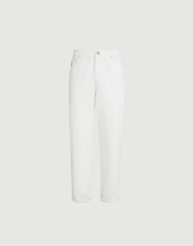 Garment-dyed five-pocket trousers in twisted cotton gabardine 1