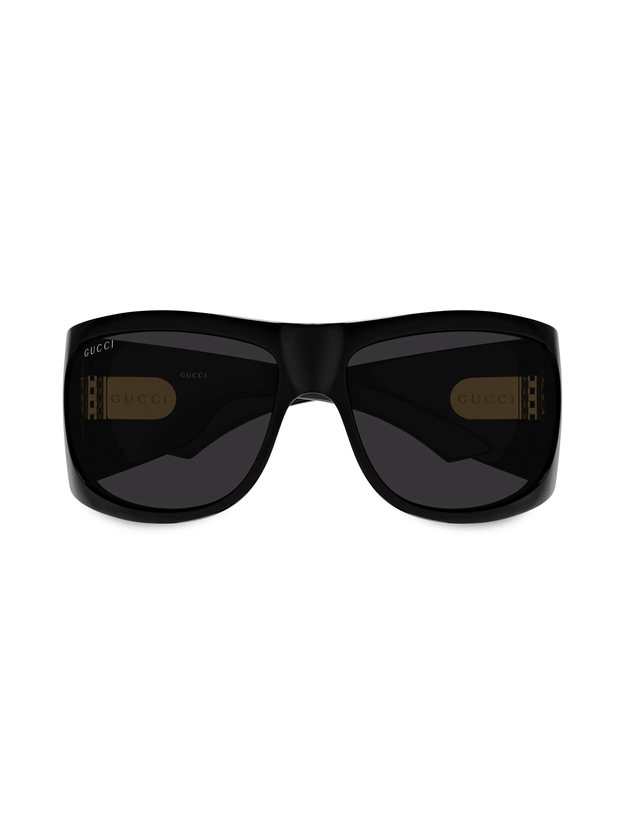 Women's Double G 66MM Logo Square Sunglasses - Gold Black - 1