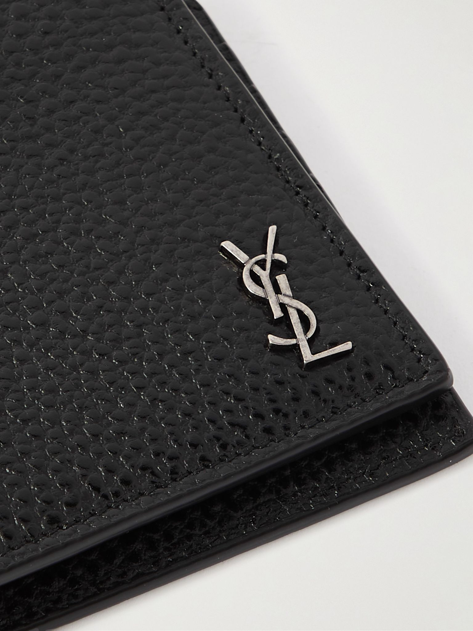 Tiny Cassandre Logo-Appliquéd Full-Grain Leather Billfold Wallet Black - 3
