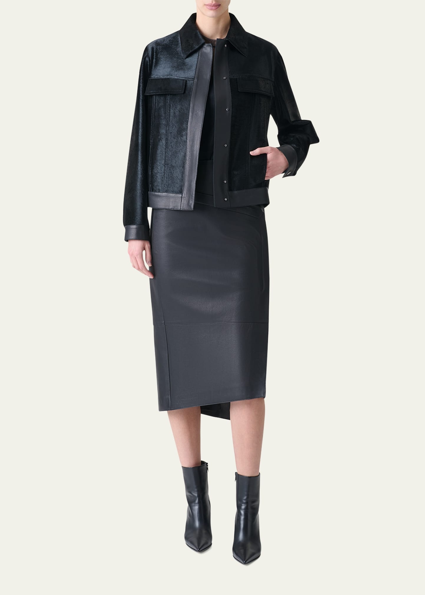 Gemini Calf Shearling and Leather Trucker Jacket - 2