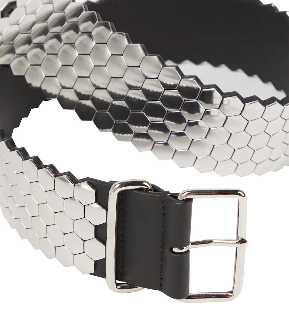 Leather-trimmed metal belt - 3