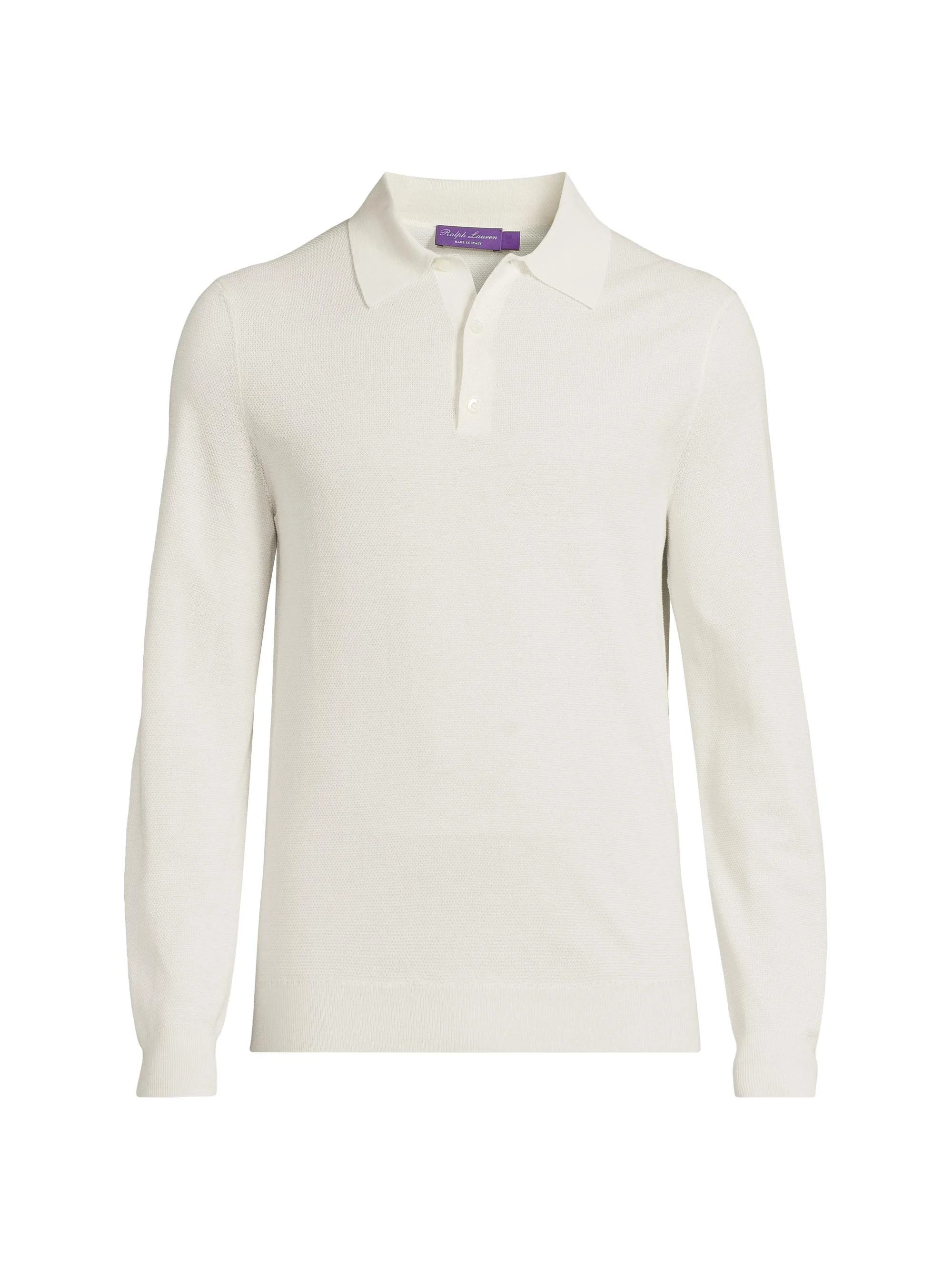 Men's Polo-Collar Silk-Cotton Sweater - Classic Cream - 1