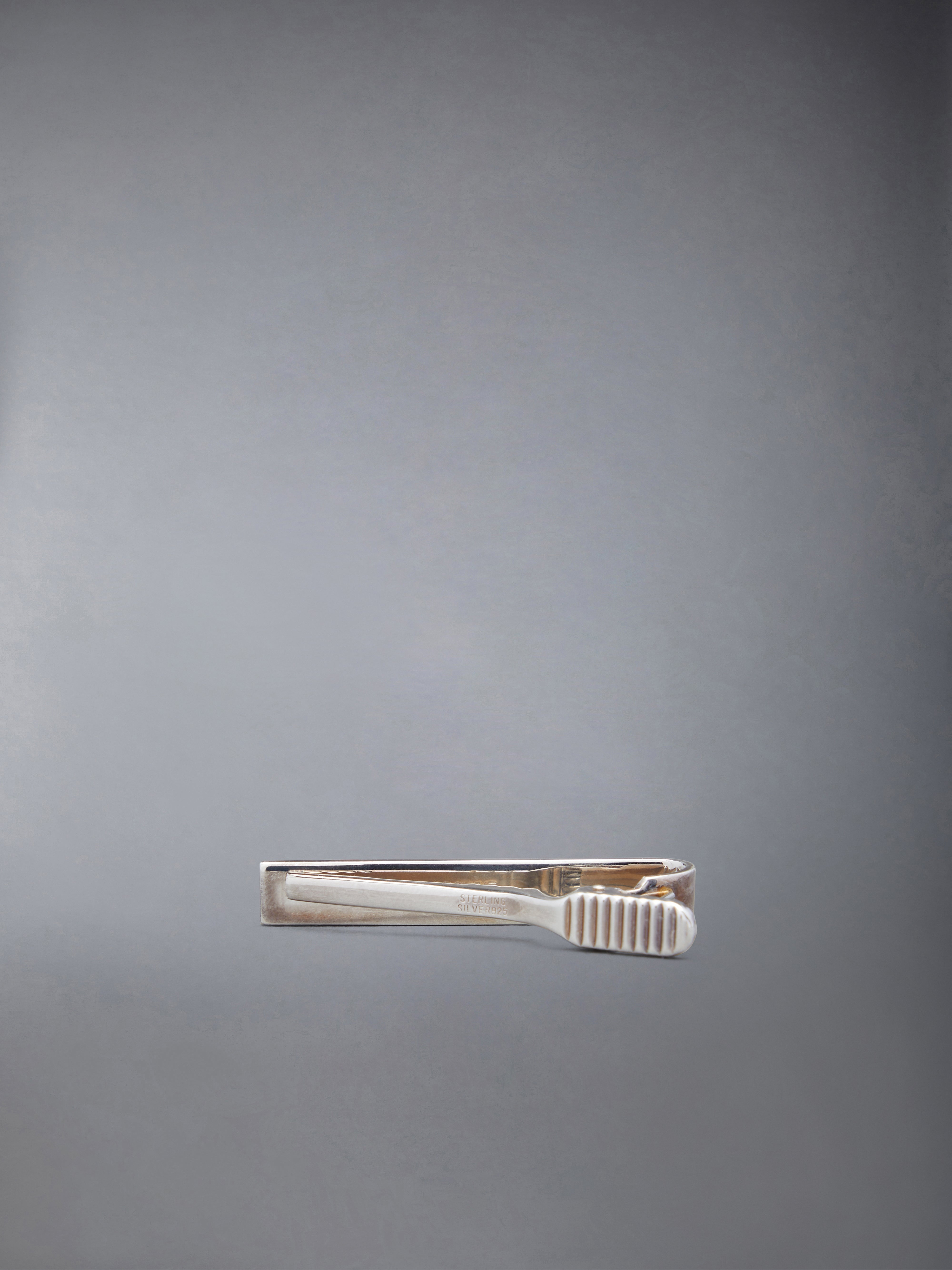 SILVER ENAMEL STRIPE LONG TIE BAR - 3