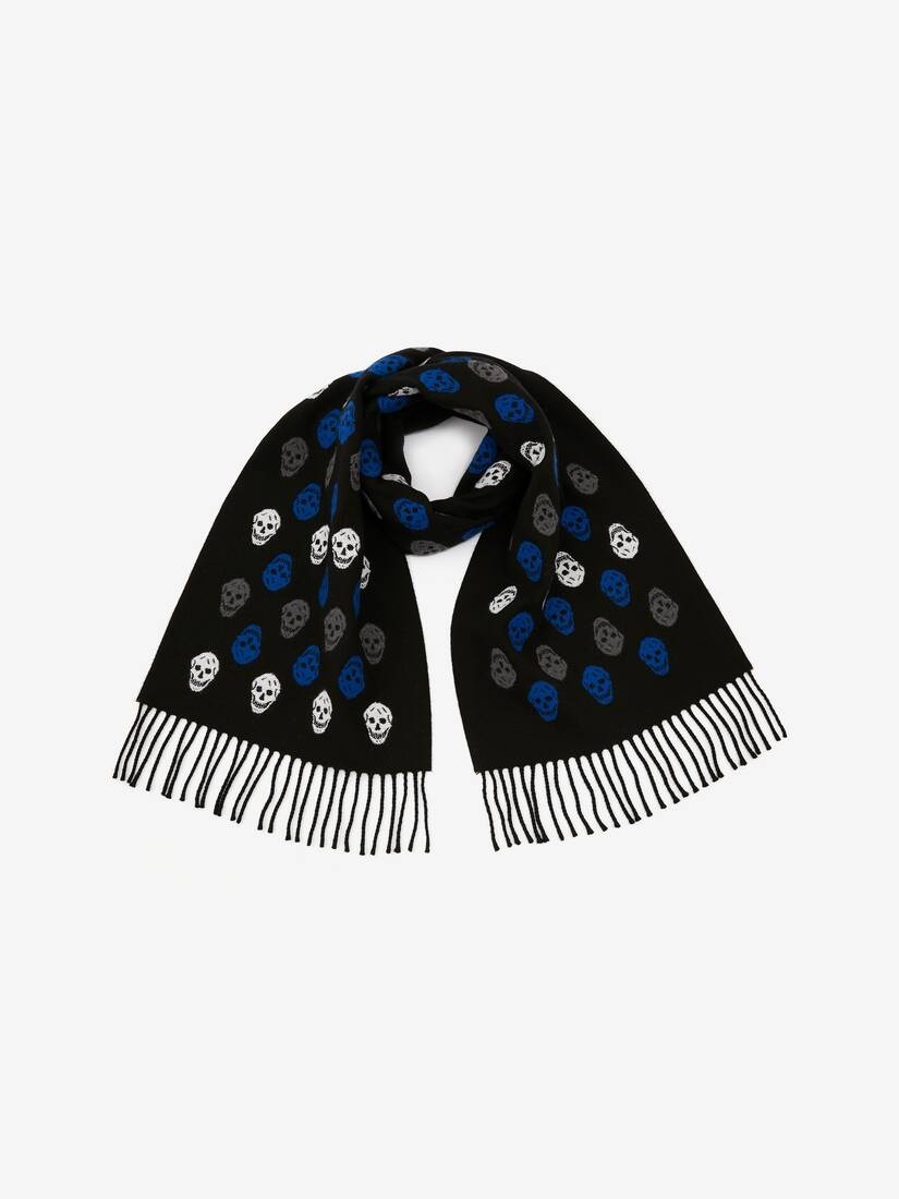 Men's Reversible Skull Scarf in Black/blue - 2