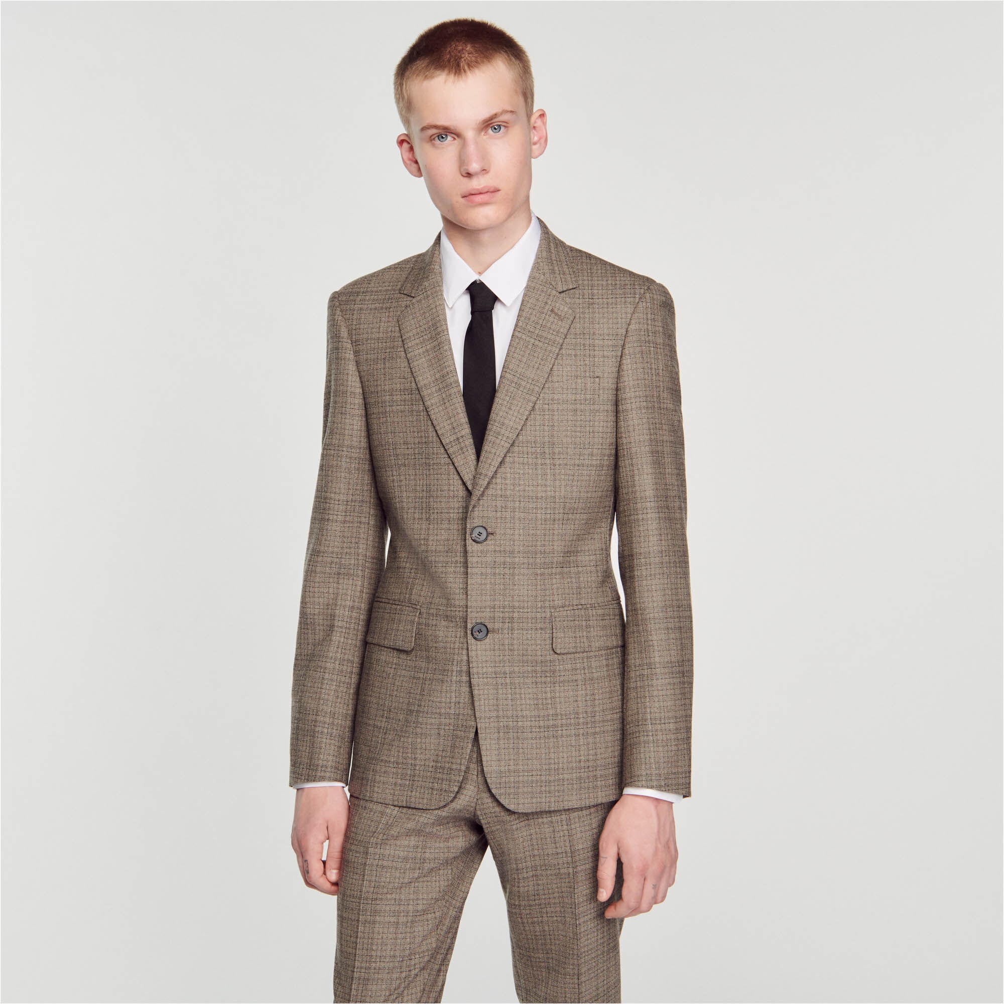 WOOL CHECKED SUIT JACKET - 5