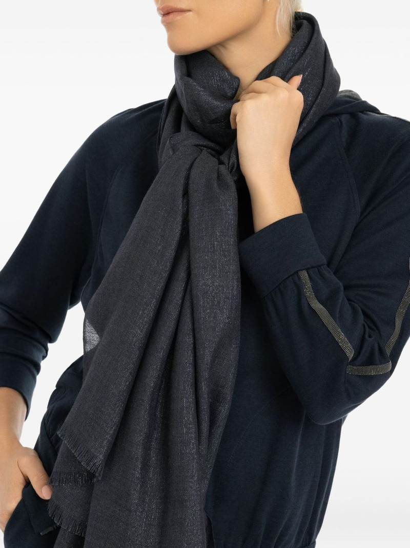 Brunello Cucinelli lurex fringed scarf outlook