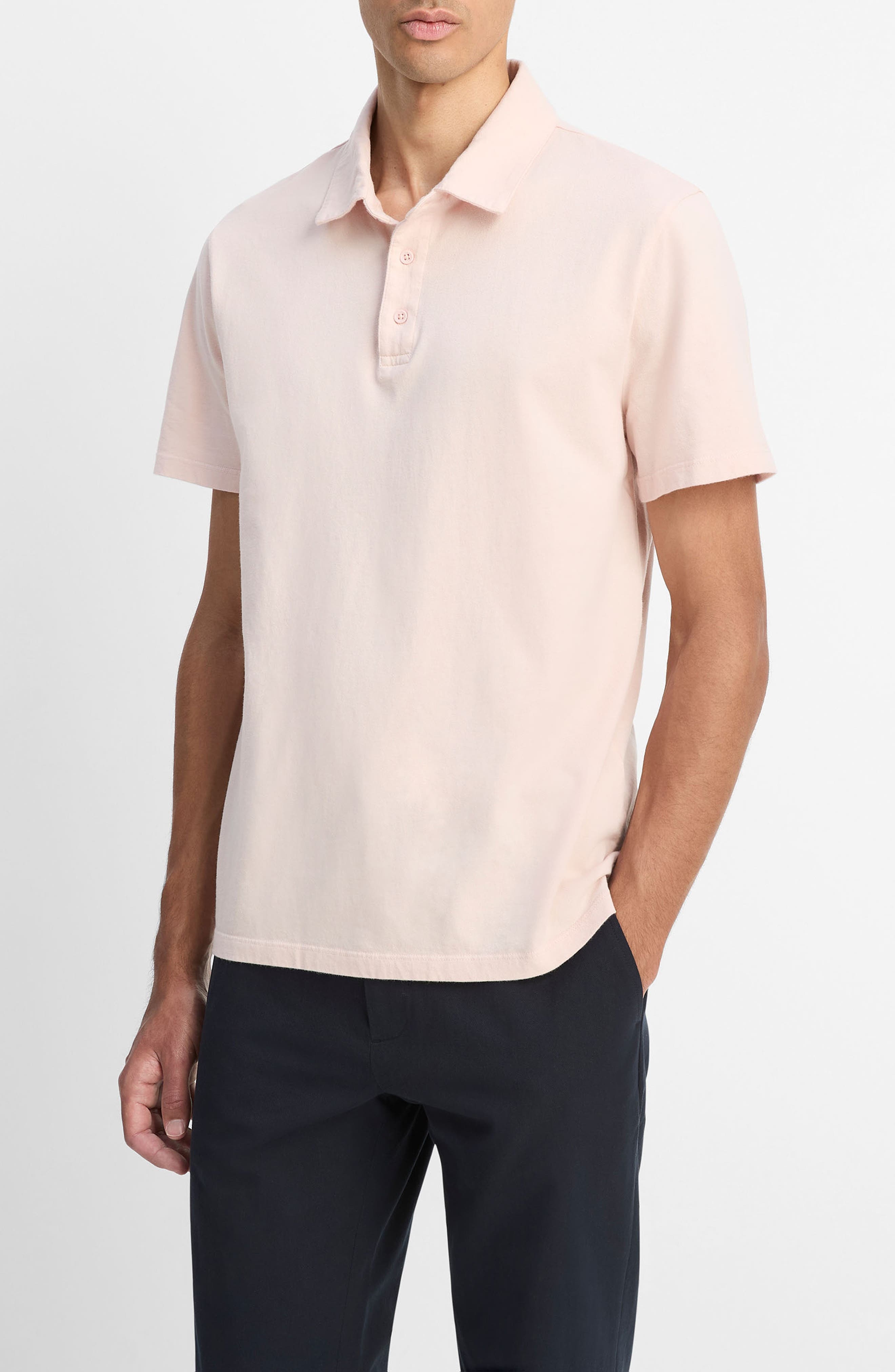 Vince Regular Fit Garment Dyed Cotton Polo in Faded Pink at Nordstrom - 3
