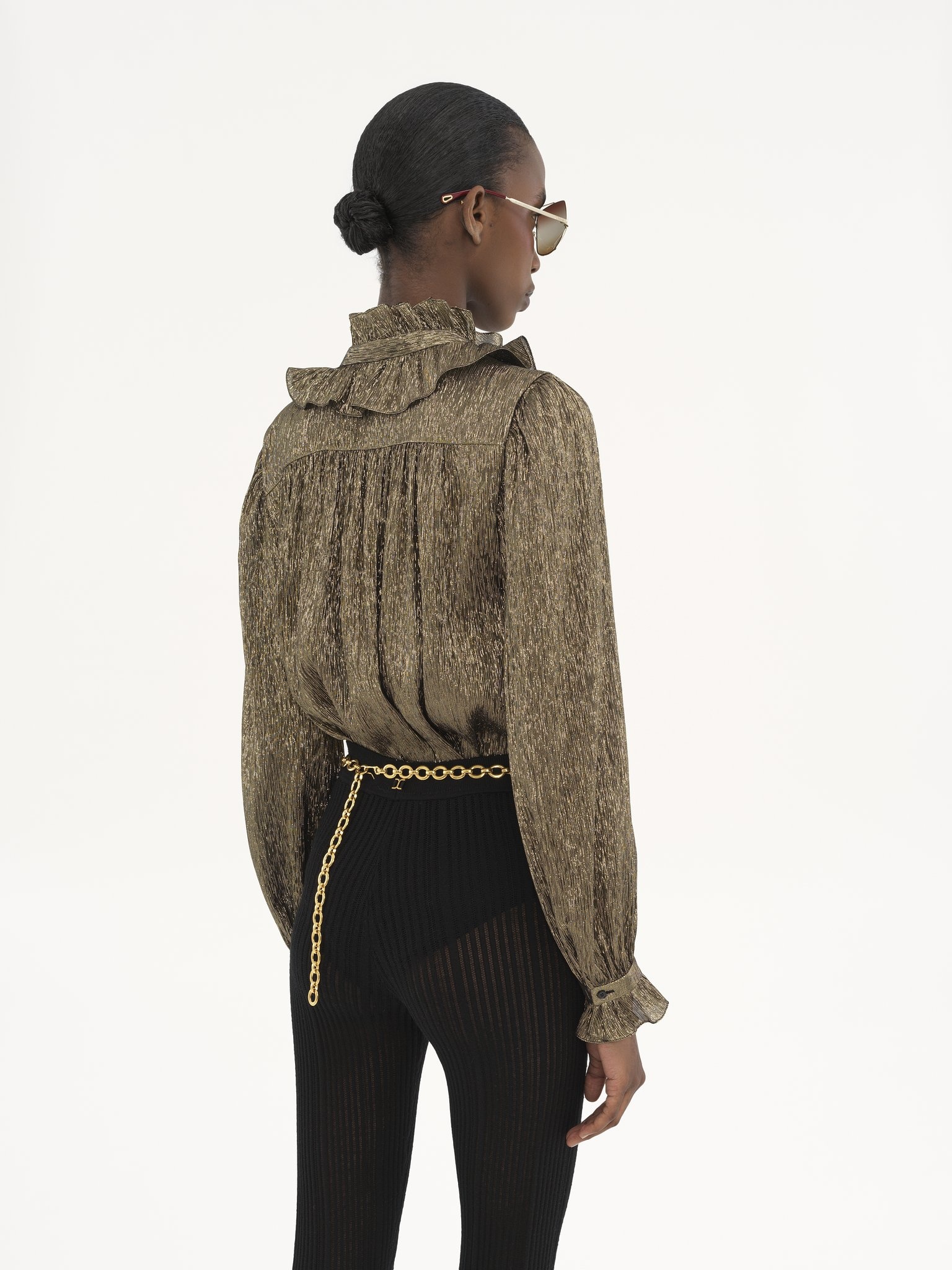 FLUID BLOUSE IN SILK CRÊPON LAMÉ - 5