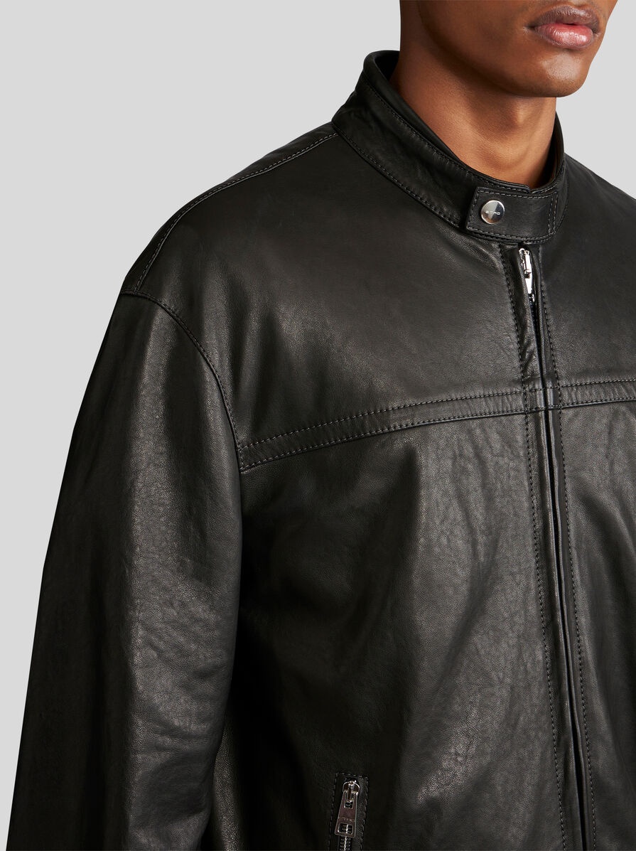 LEATHER BIKER JACKET - 3