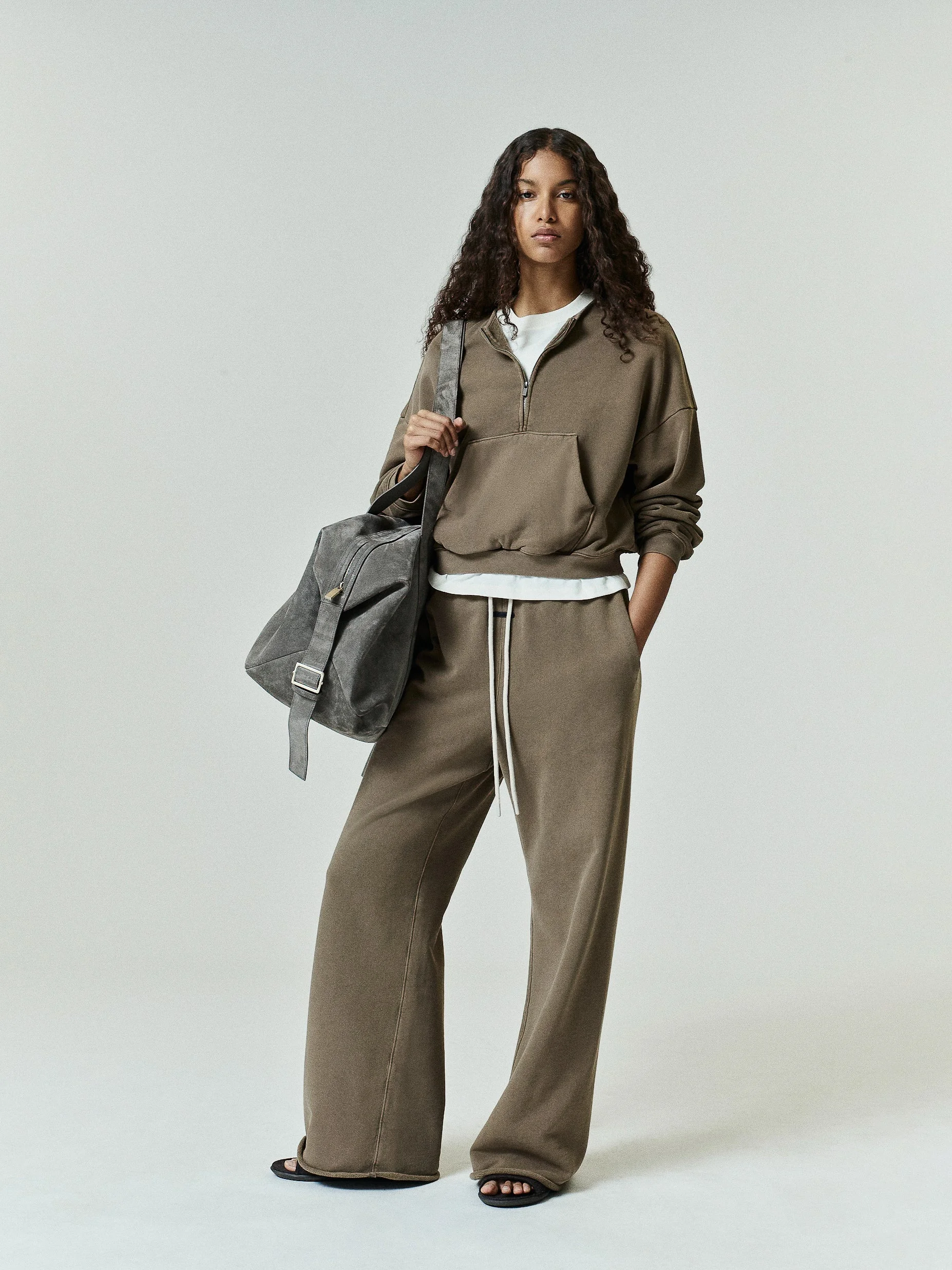 Womens French Terry Relaxed Half Zip - 1