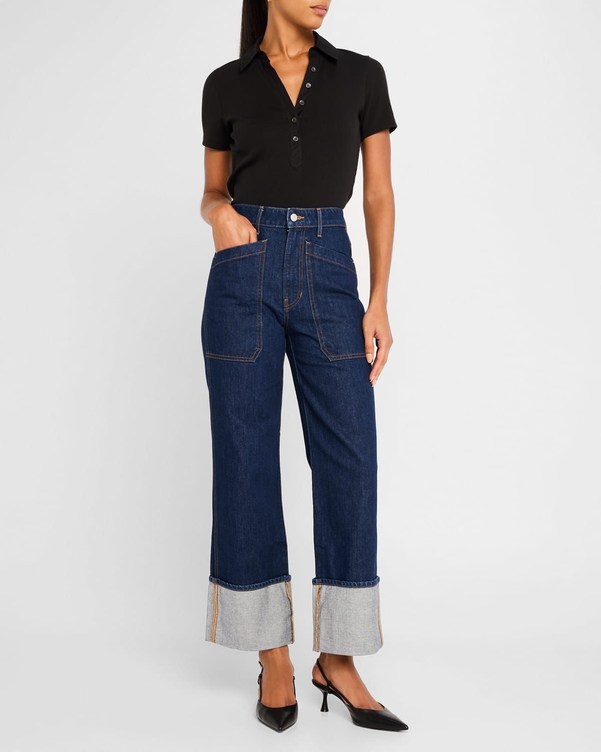 Dylan High-Rise Straight Cuffed Jeans - 3