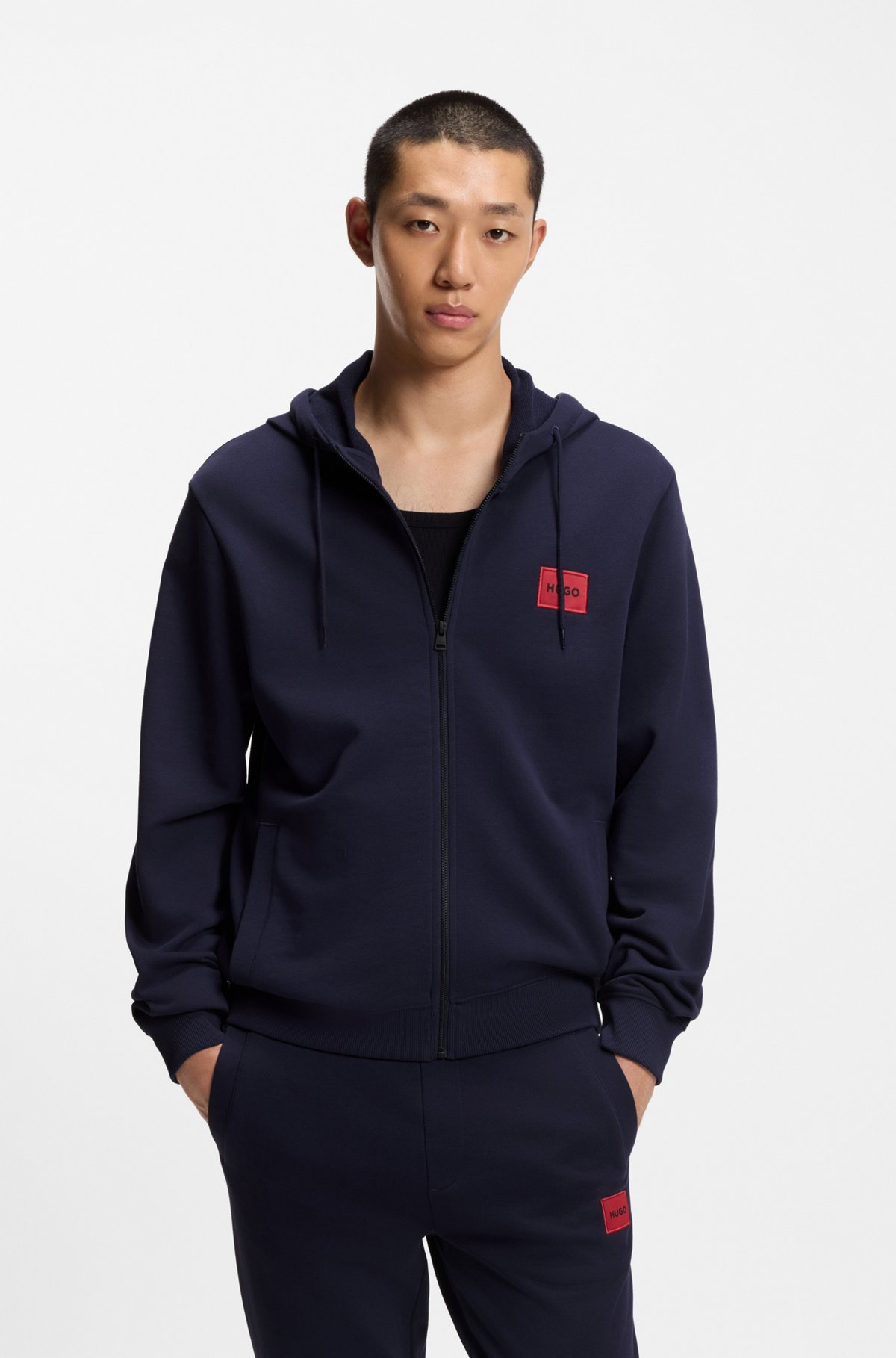 COTTON-TERRY ZIP-UP HOODIE WITH LOGO LABEL - 2