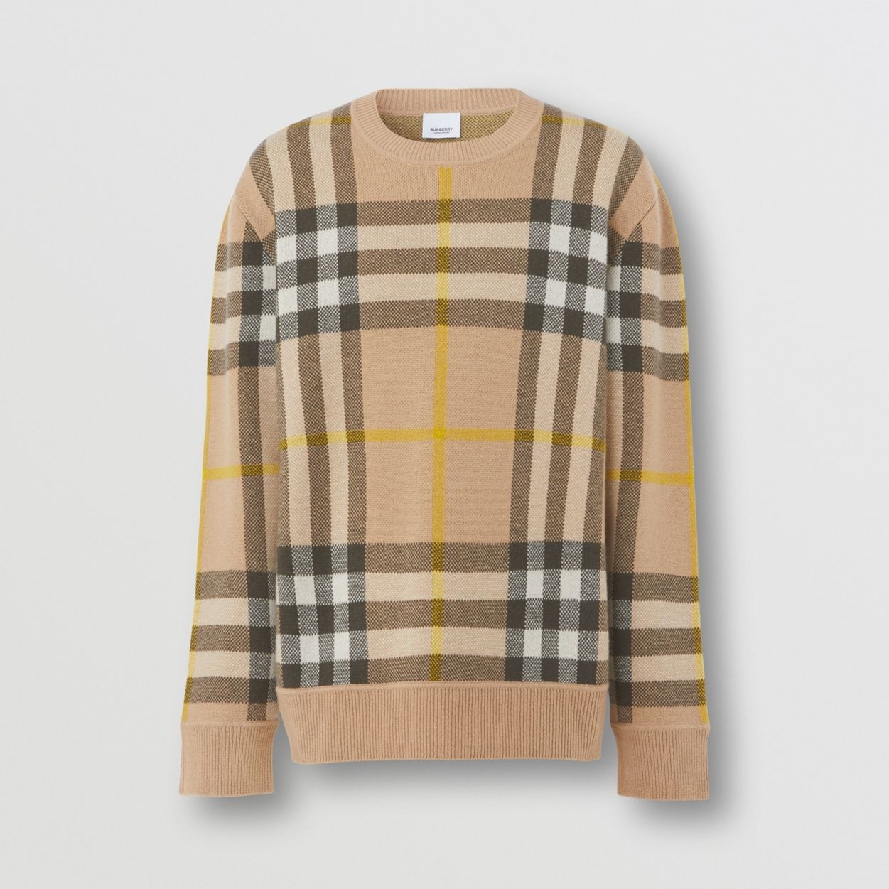 Check Cashmere Jacquard Sweater - 1