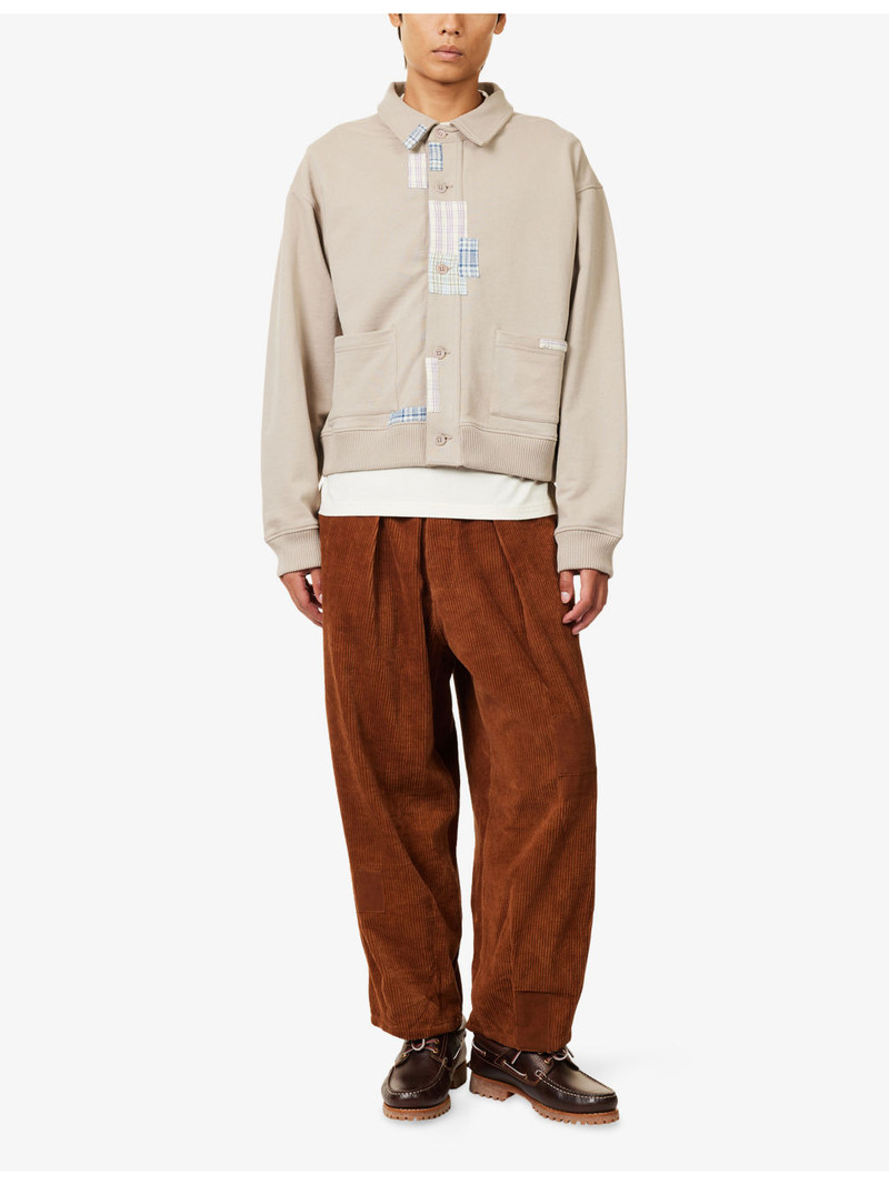 Story mfg. Walking Patchwork Cotton-Jersey Cardigan outlook