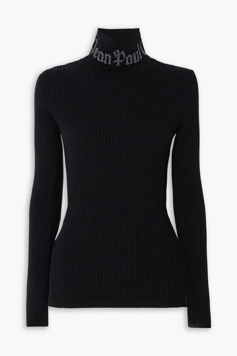 Ribbed merino wool-blend jacquard turtleneck top - 1
