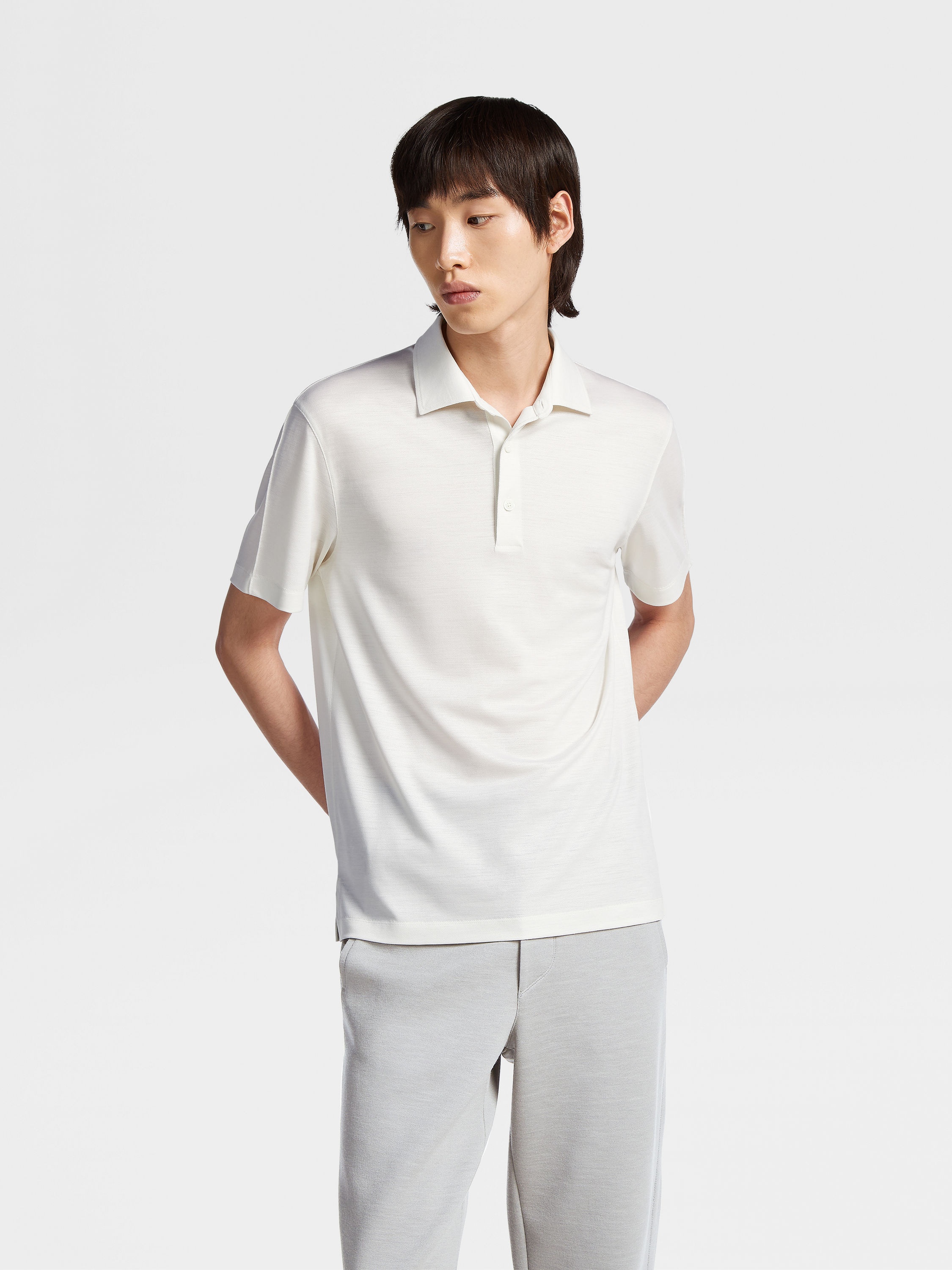 WHITE HIGH PERFORMANCE™ WOOL POLO SHIRT - 5