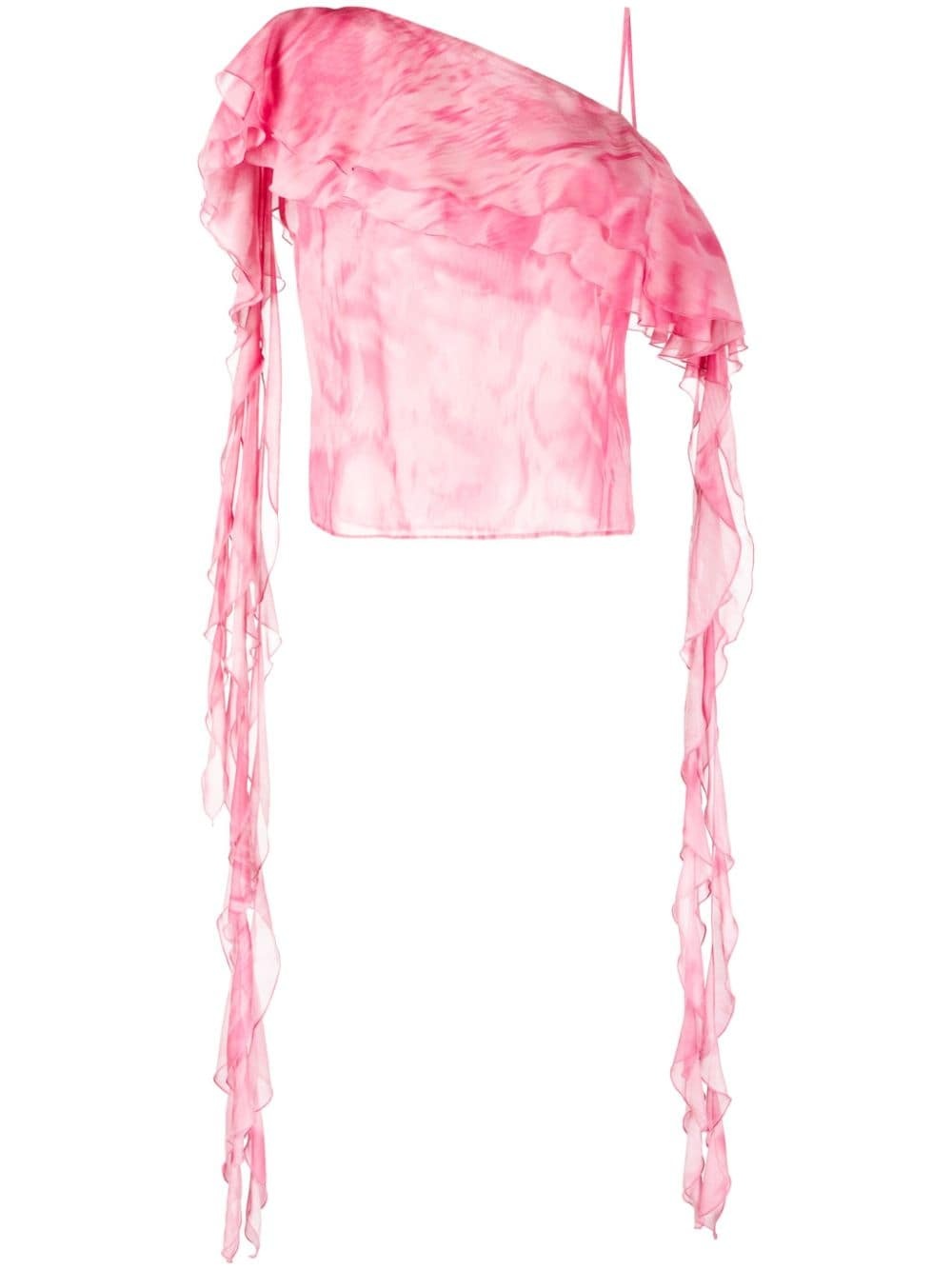 ruffled asymmetric silk blouse - 1