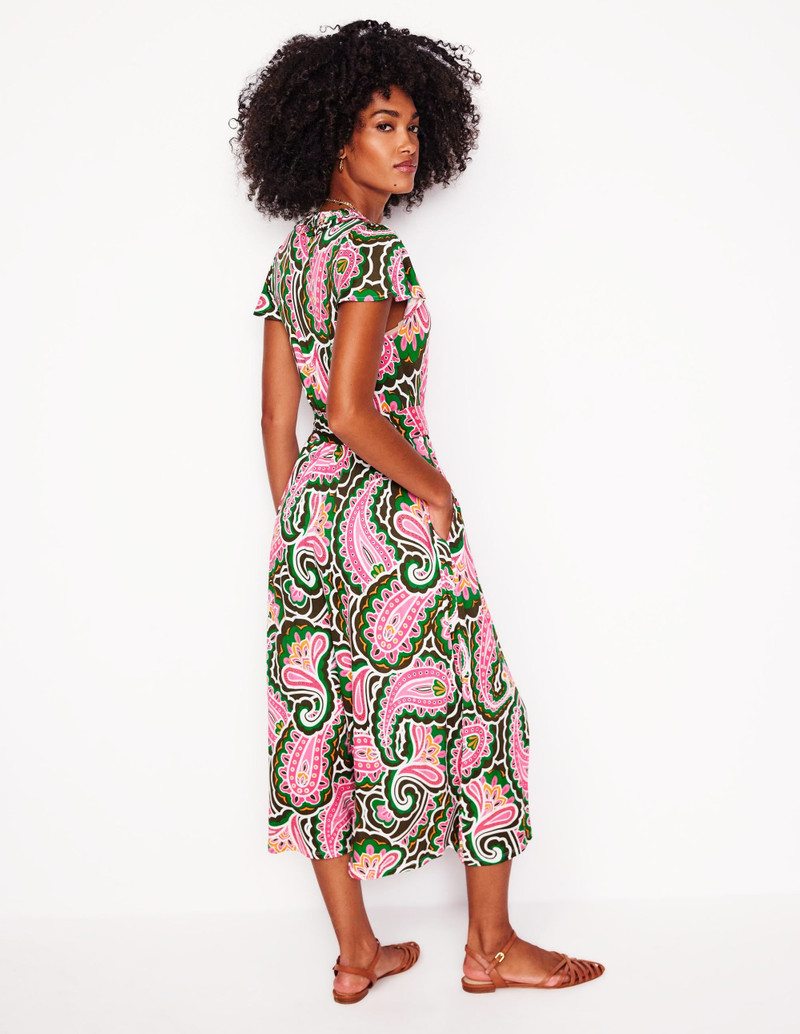 Nicola Jersey Tea Dress-Multi, Scallop Paisley 4