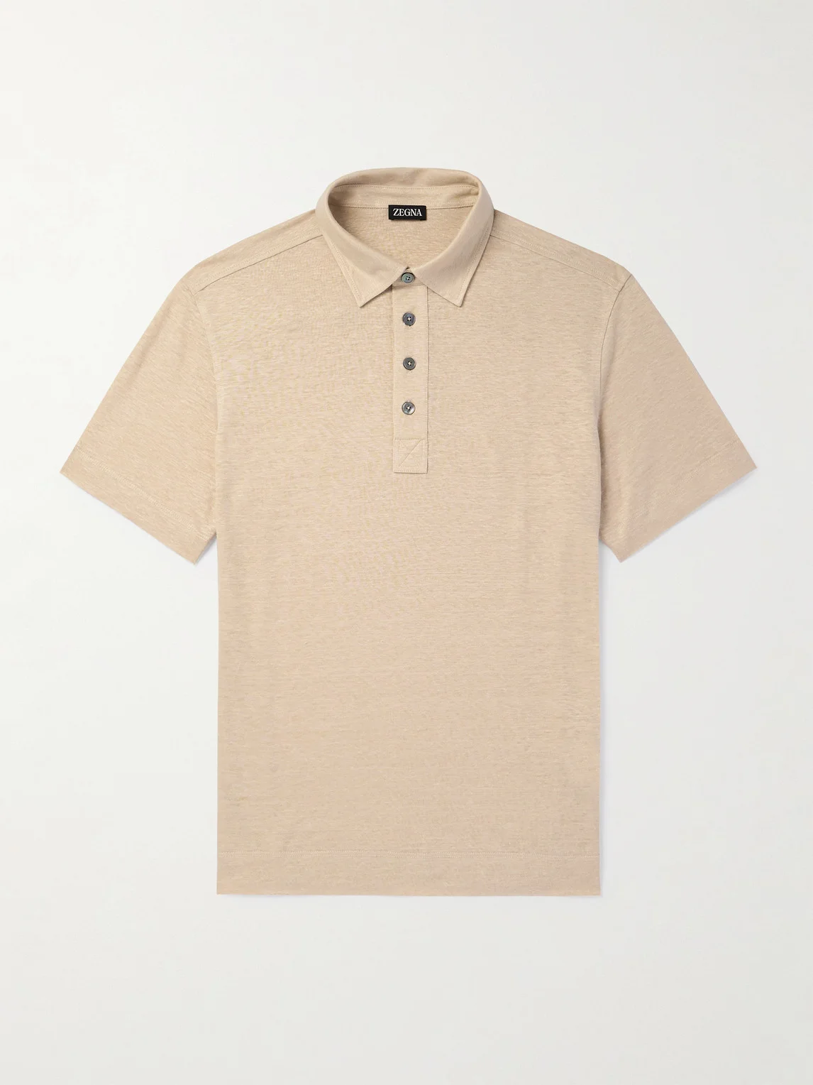 Slim-Fit Linen Polo Shirt - 1
