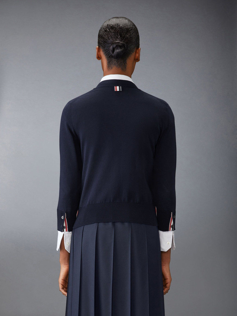 Thom Browne COTTON 4-BAR V NECK CARDIGAN outlook