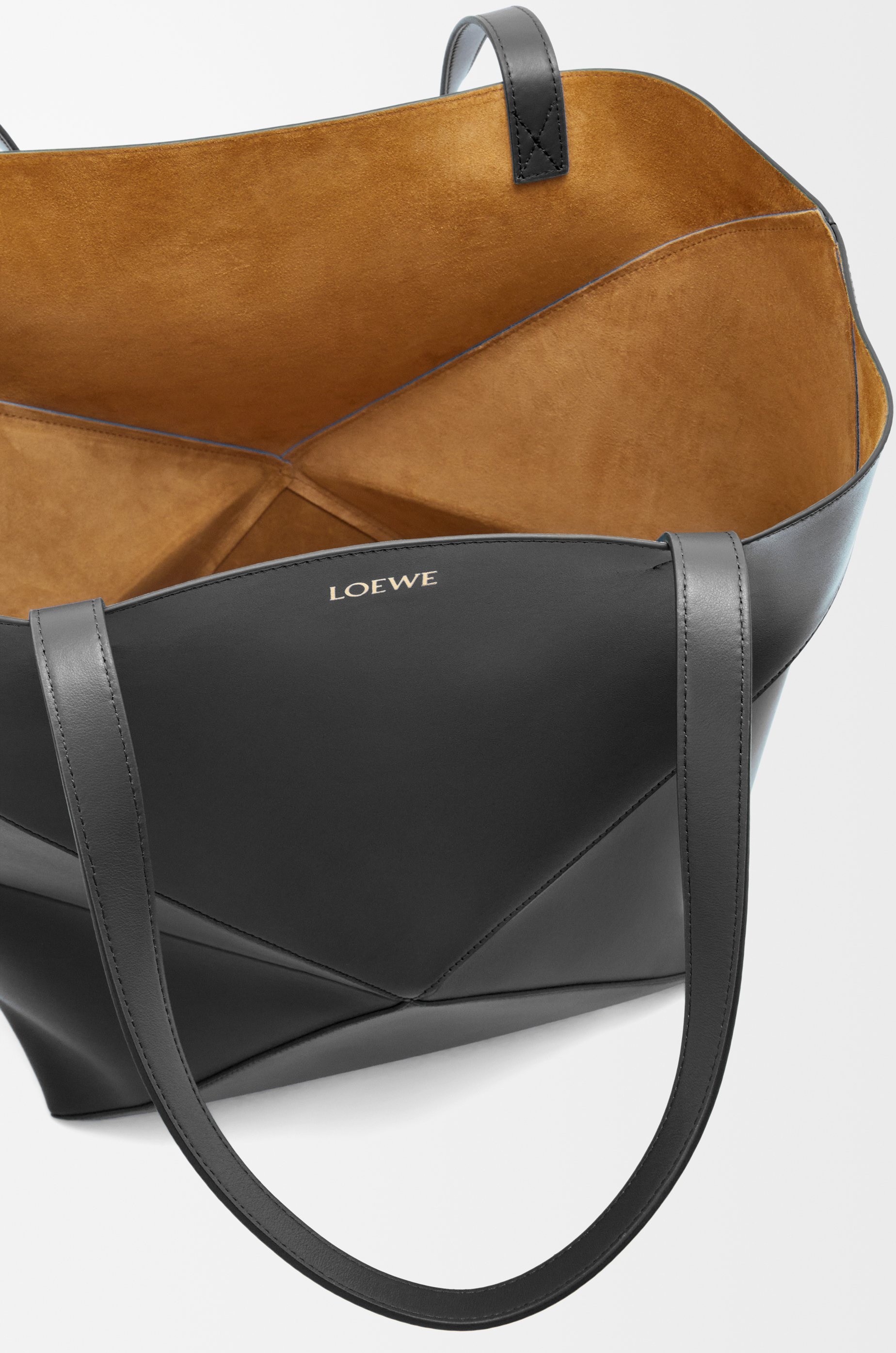 Large Puzzle Fold Tote in shiny calfskin - 9