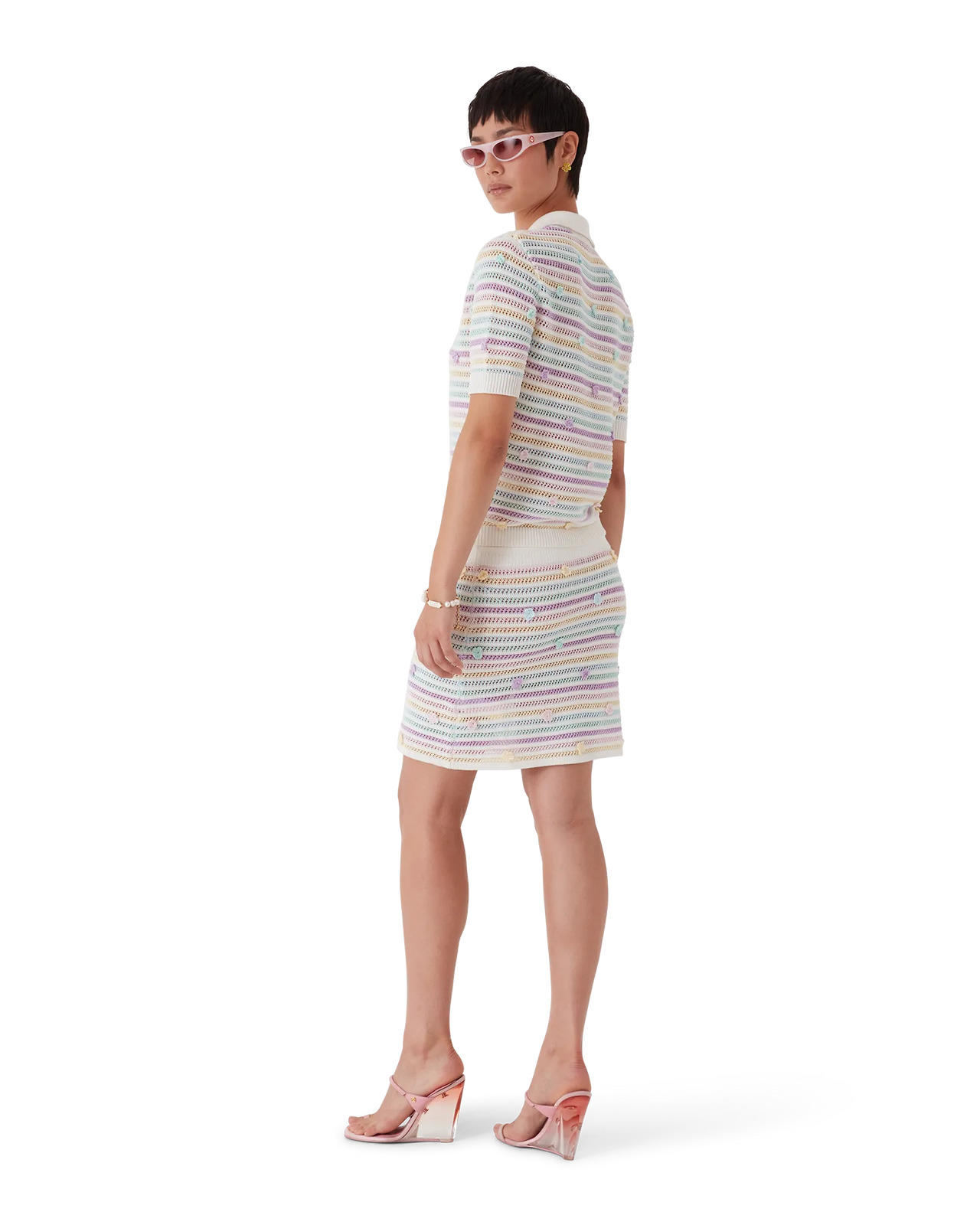 Flower Stripe Cotton Crochet Skirt | Casablanca Paris - 3