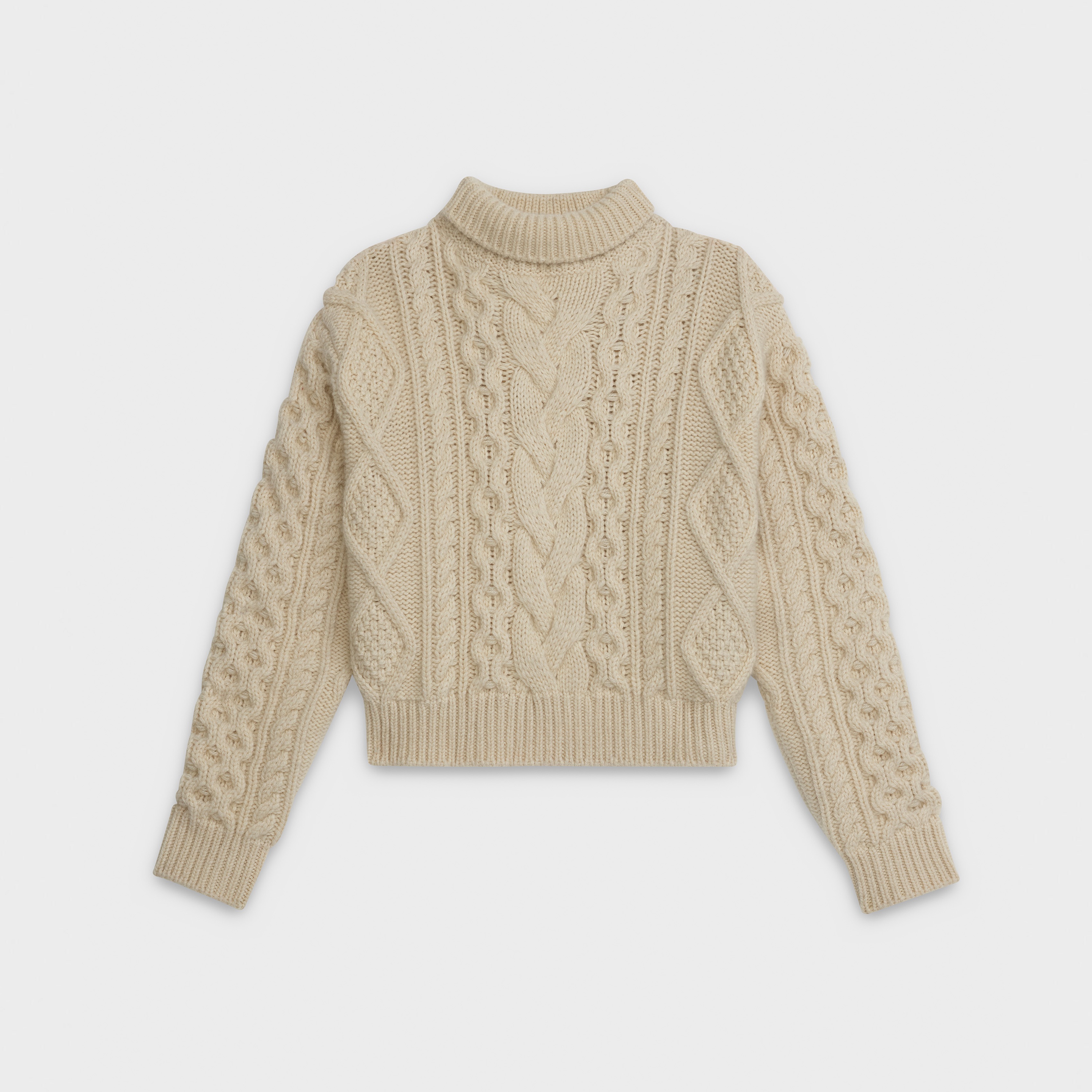 MOCKNECK SWEATER IN 'ARAN' CASHMERE - 1