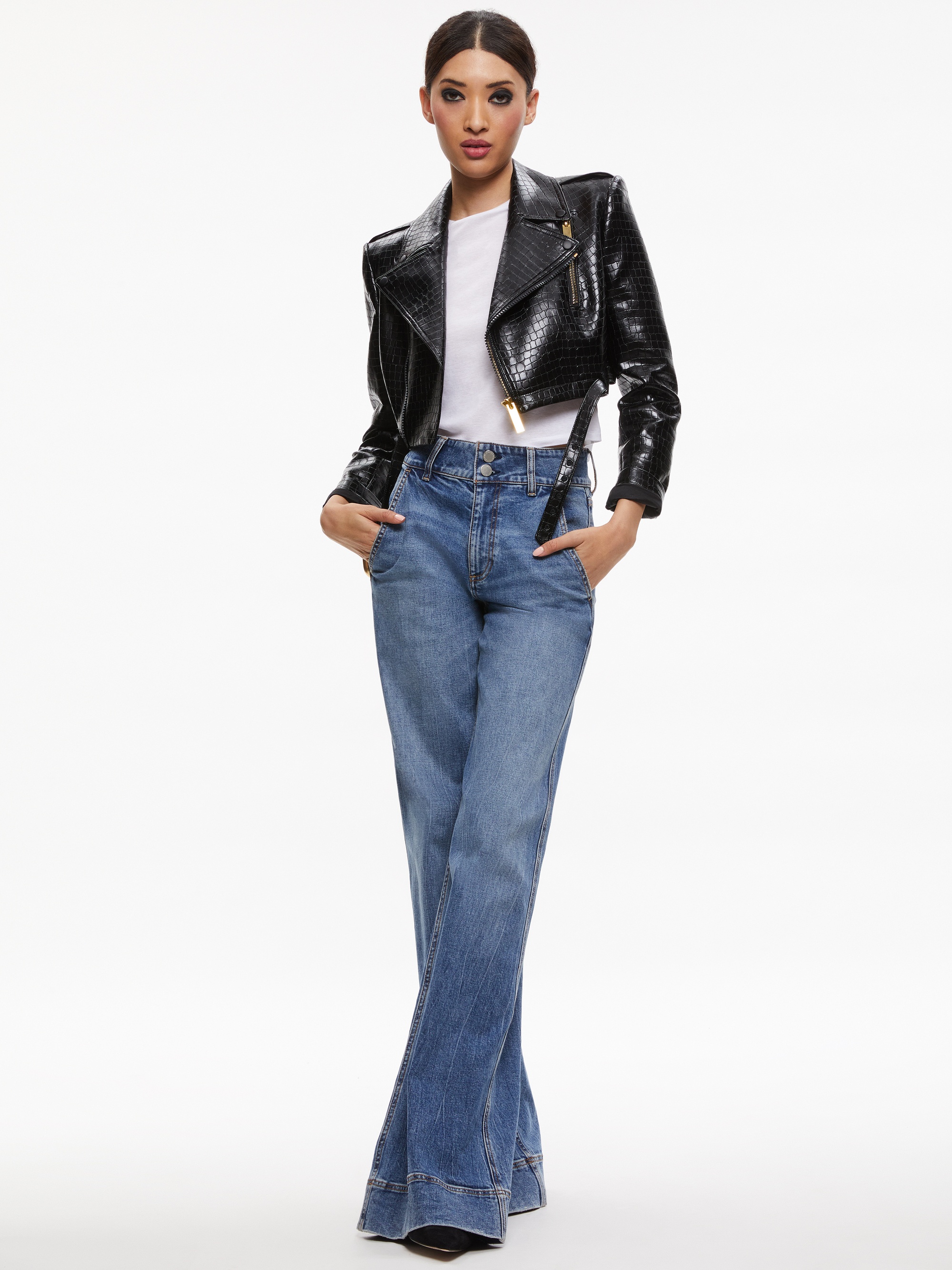 KRISHNA CROPPED MOTO VEGAN LEATHER JACKET - 4