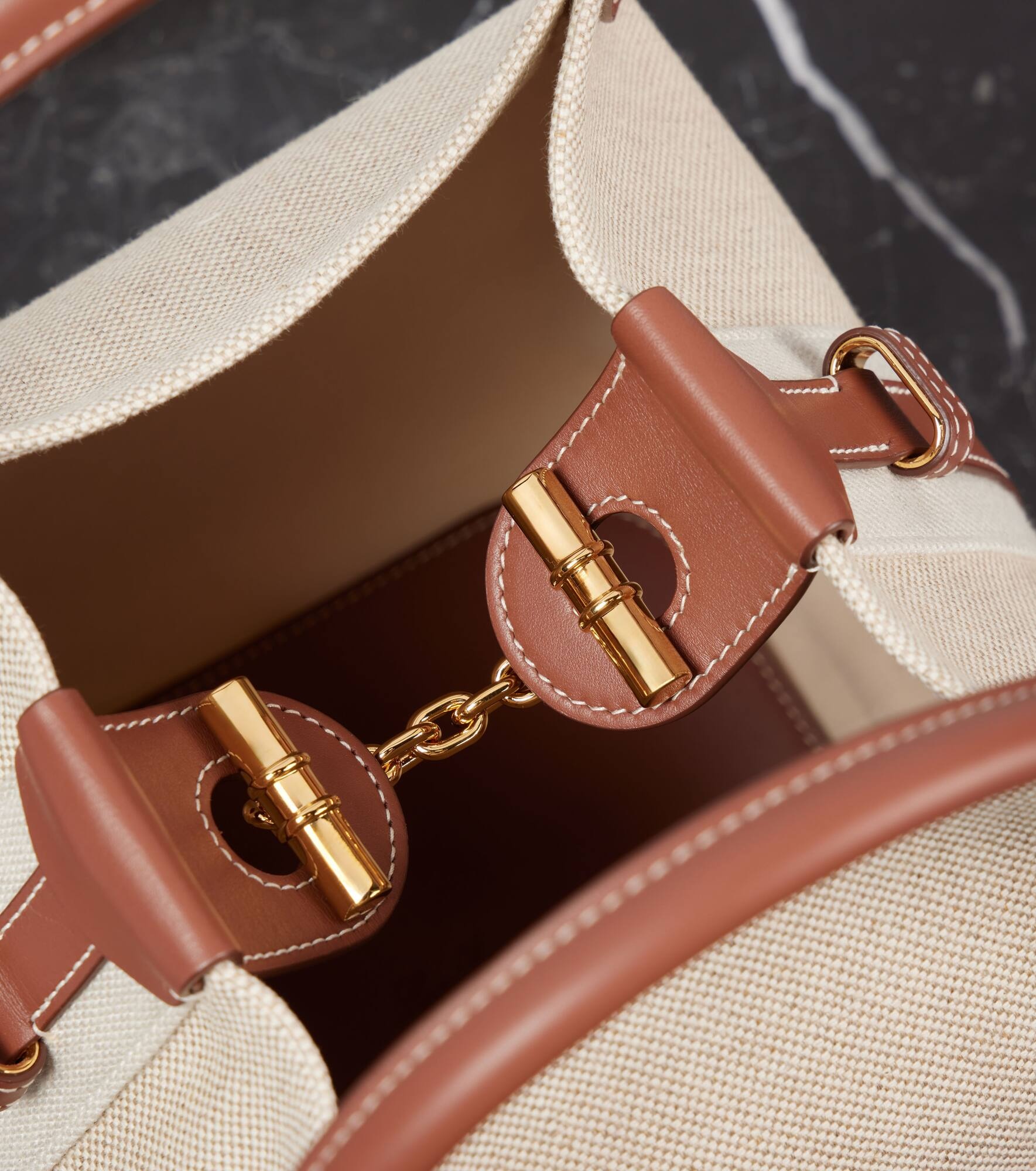 Bale Small leather-trimmed canvas tote bag - 3