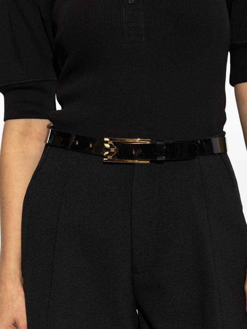 wide-buckle leather belt 4