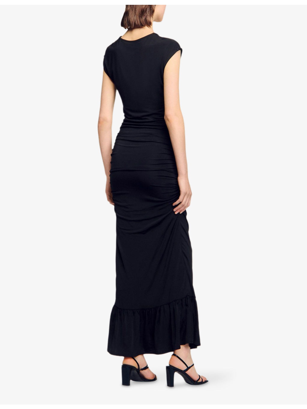 Draped Round-Neck Slim-Fit Stretch-Woven Maxi Dress - 4