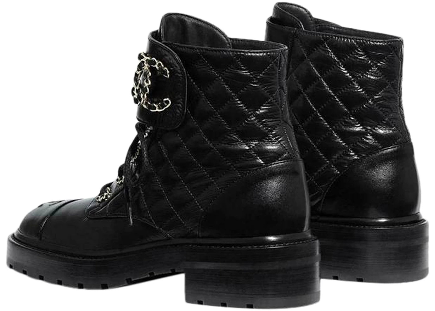 Chanel Quilted Combat Boot Black Leather - 3