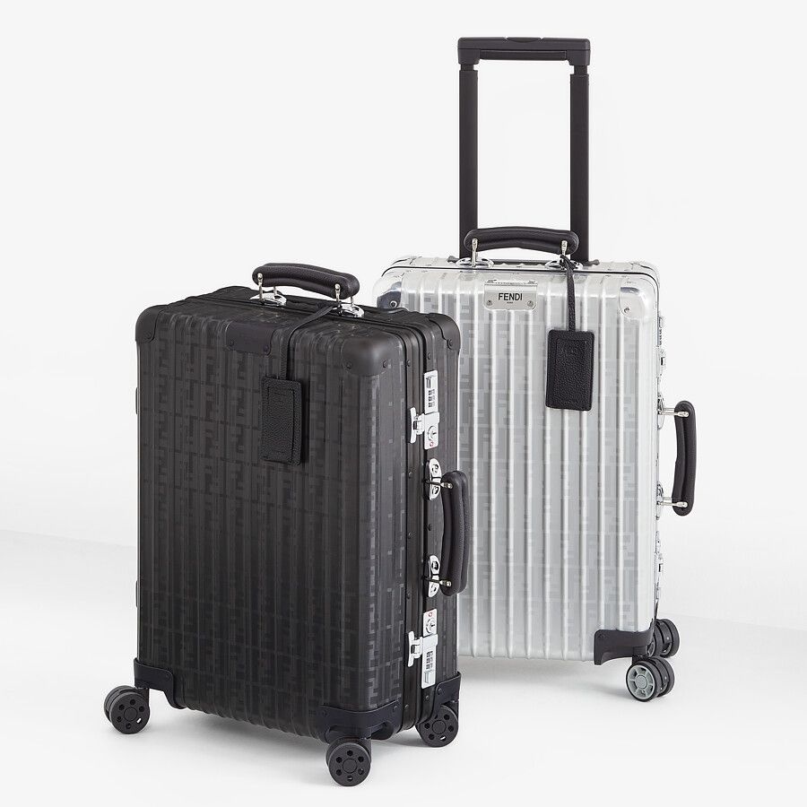 Black aluminum trolley case with leather details - 6