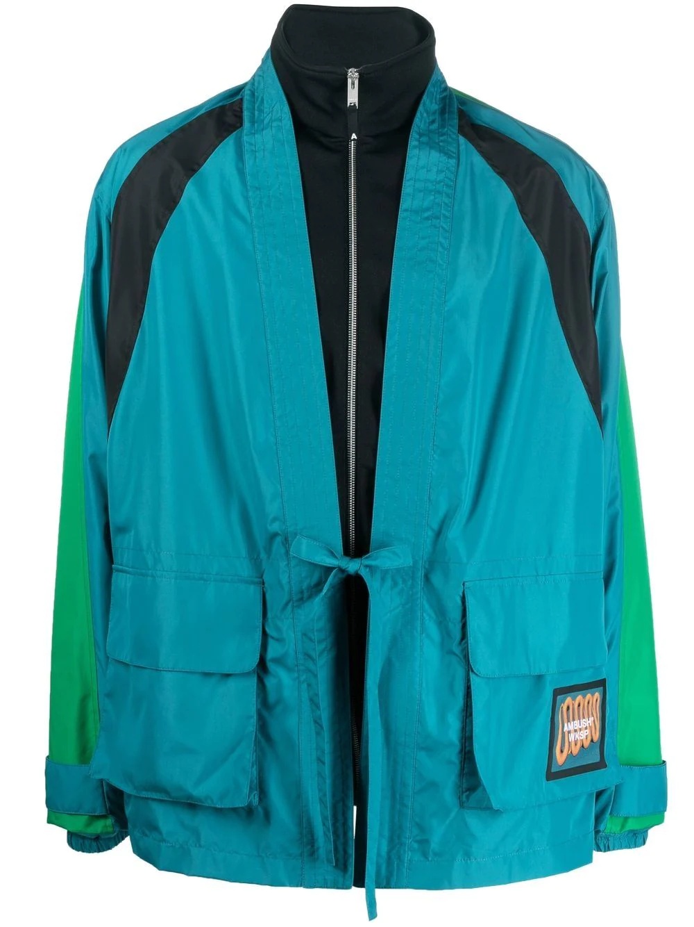 tie-front panelled technical jacket - 1