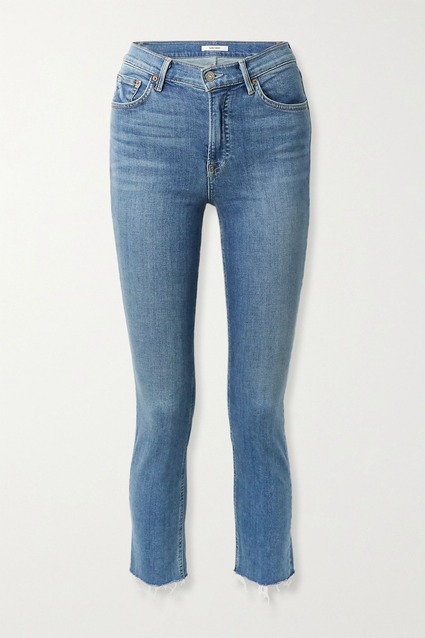 Reed frayed cropped high-rise slim-fit jeans - 1