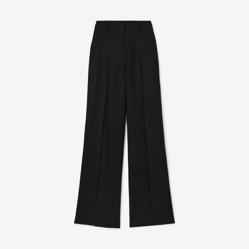Split Detail Wool Ramie Wide-leg Trousers 1