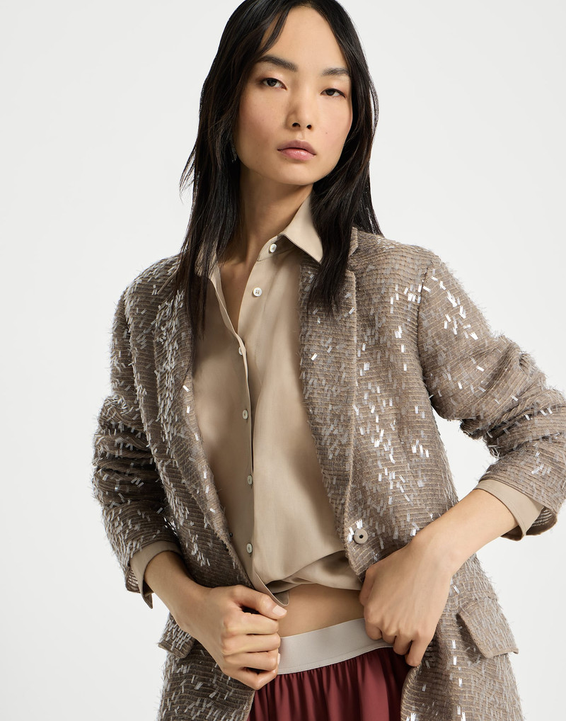 Dazzling cascade embroidery blazer in crispy silk 5