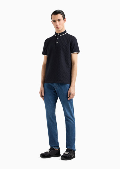 EMPORIO ARMANI Mercerised jersey polo shirt with all-over jacquard eagle outlook