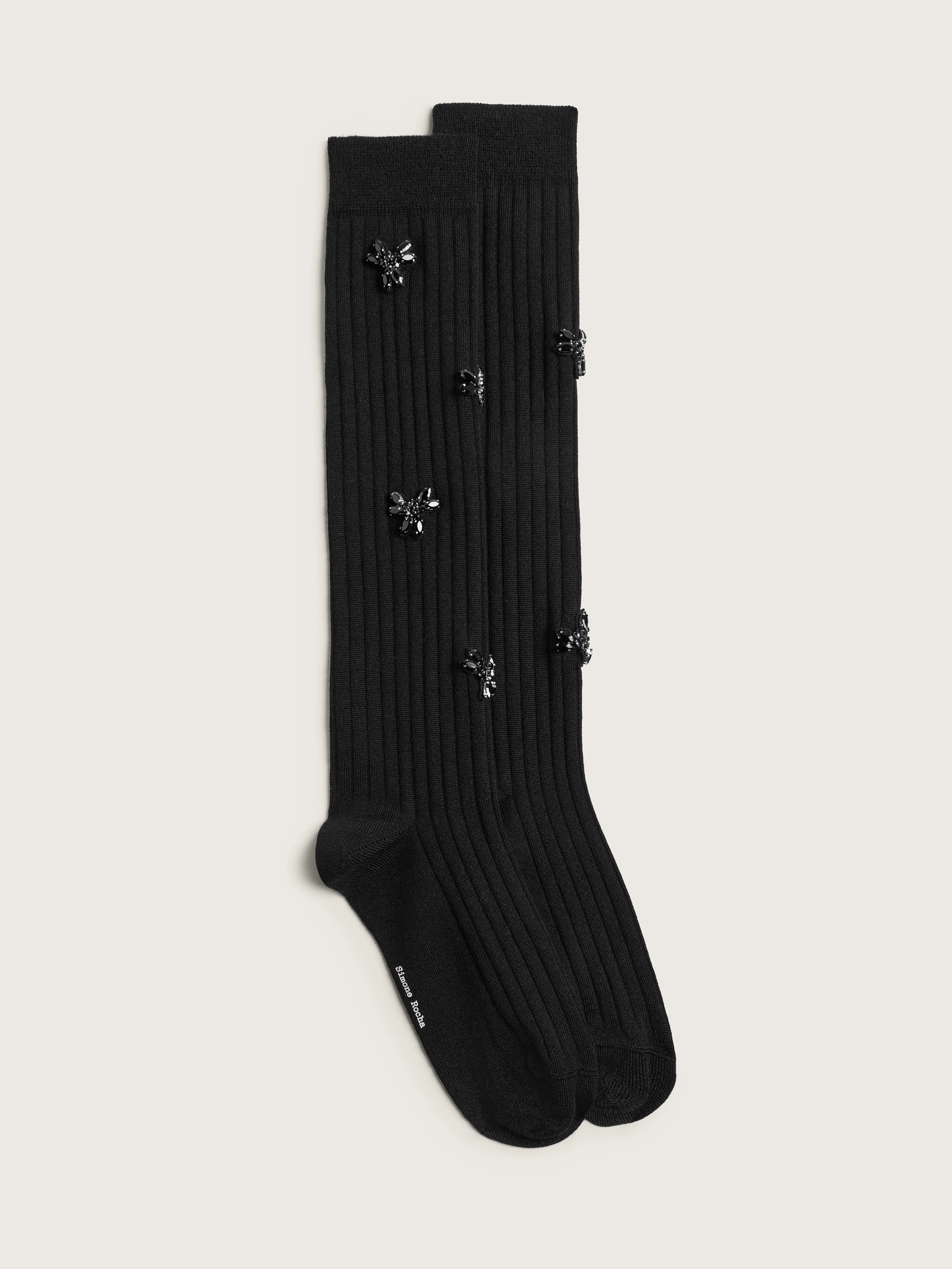 Embellished Merino Silk Knee Socks - 1