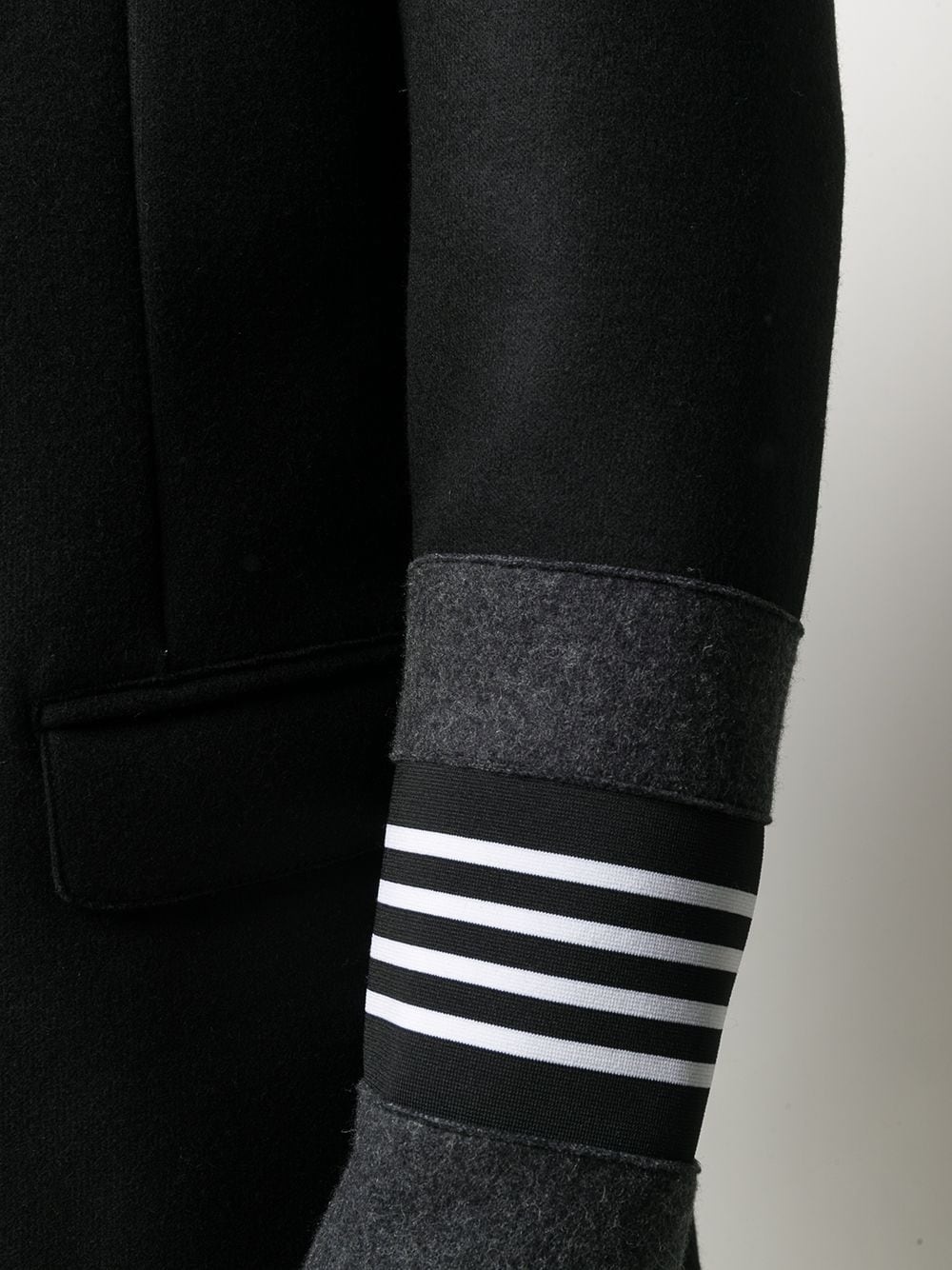 striped cuffs single-breasted coat - 5