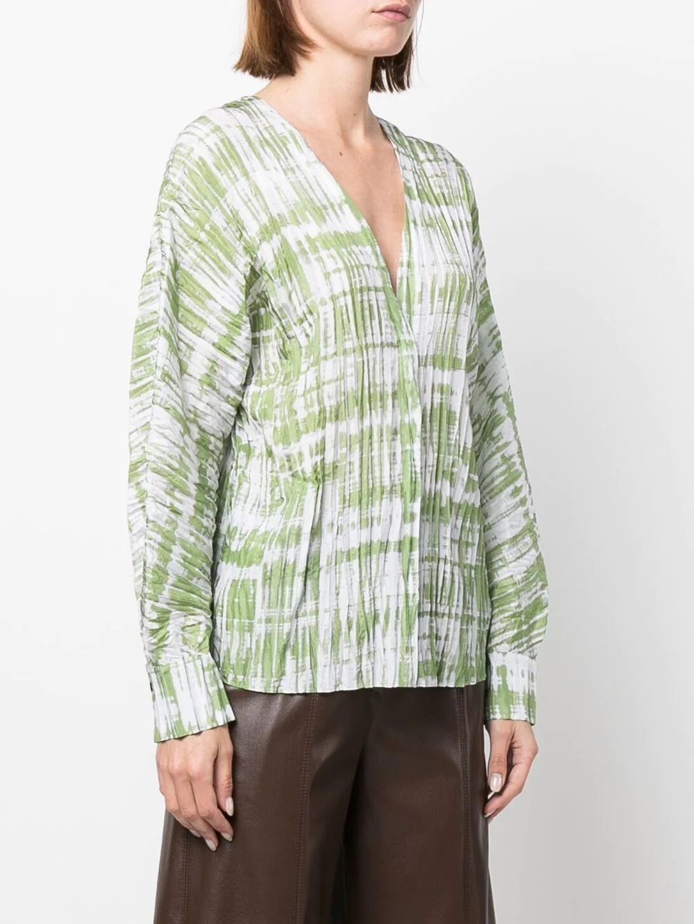 tie-dye long-sleeve silk blouse - 3