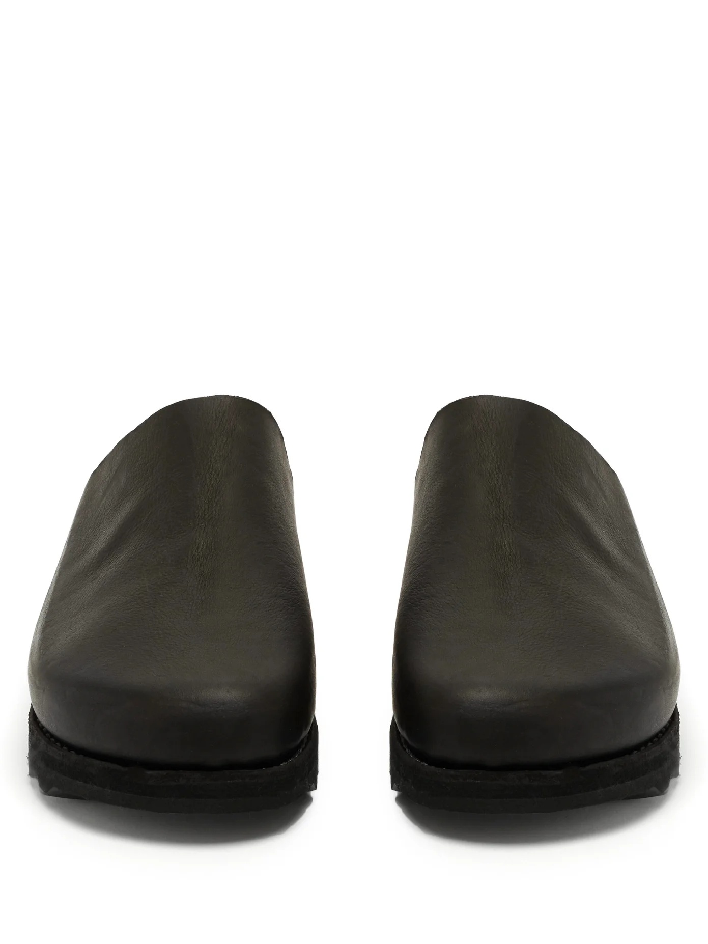 Calf raised-sole grained-leather mules - 4